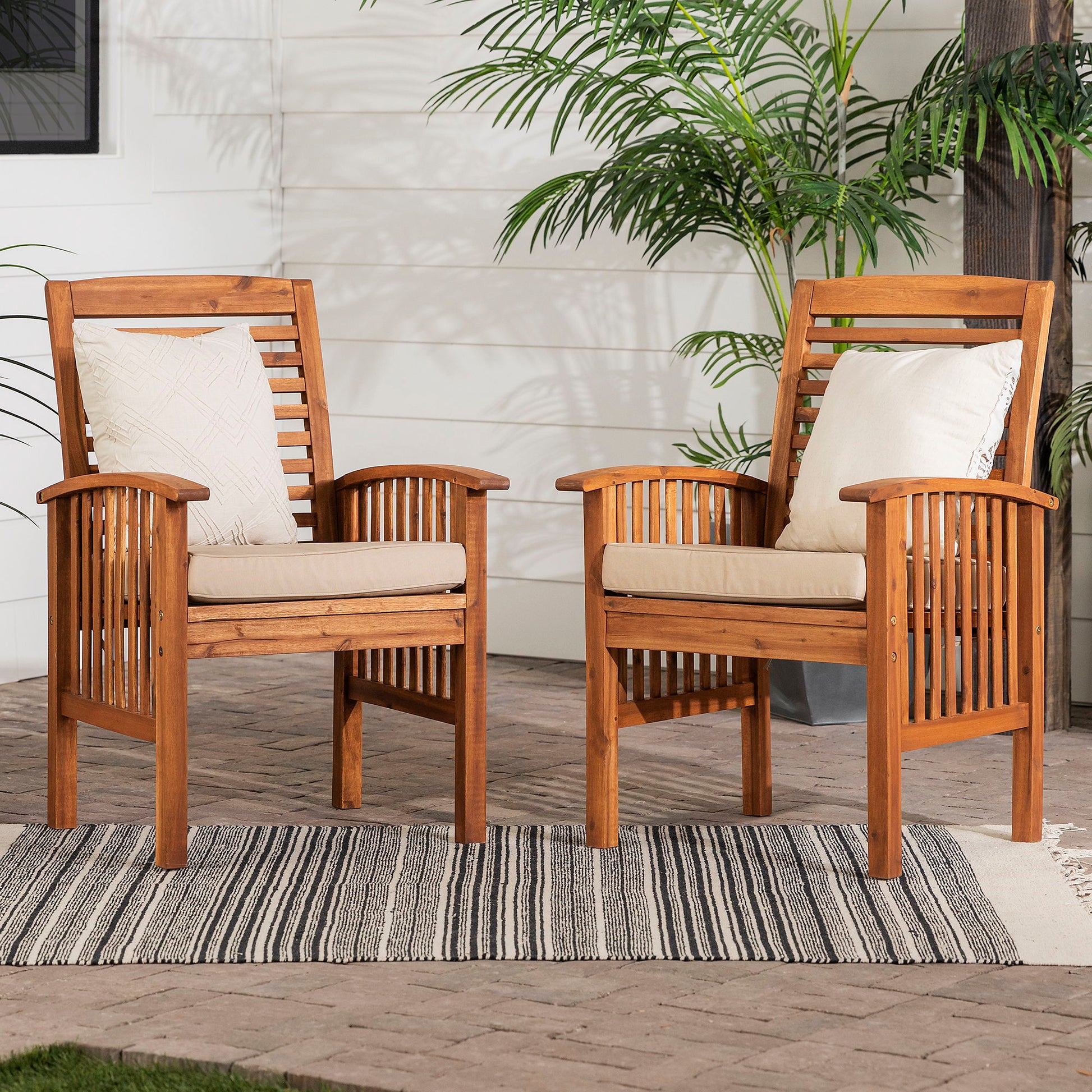 Modern 2 Piece Slat Back Patio Chairs With Cushions - Best Buy Furniture