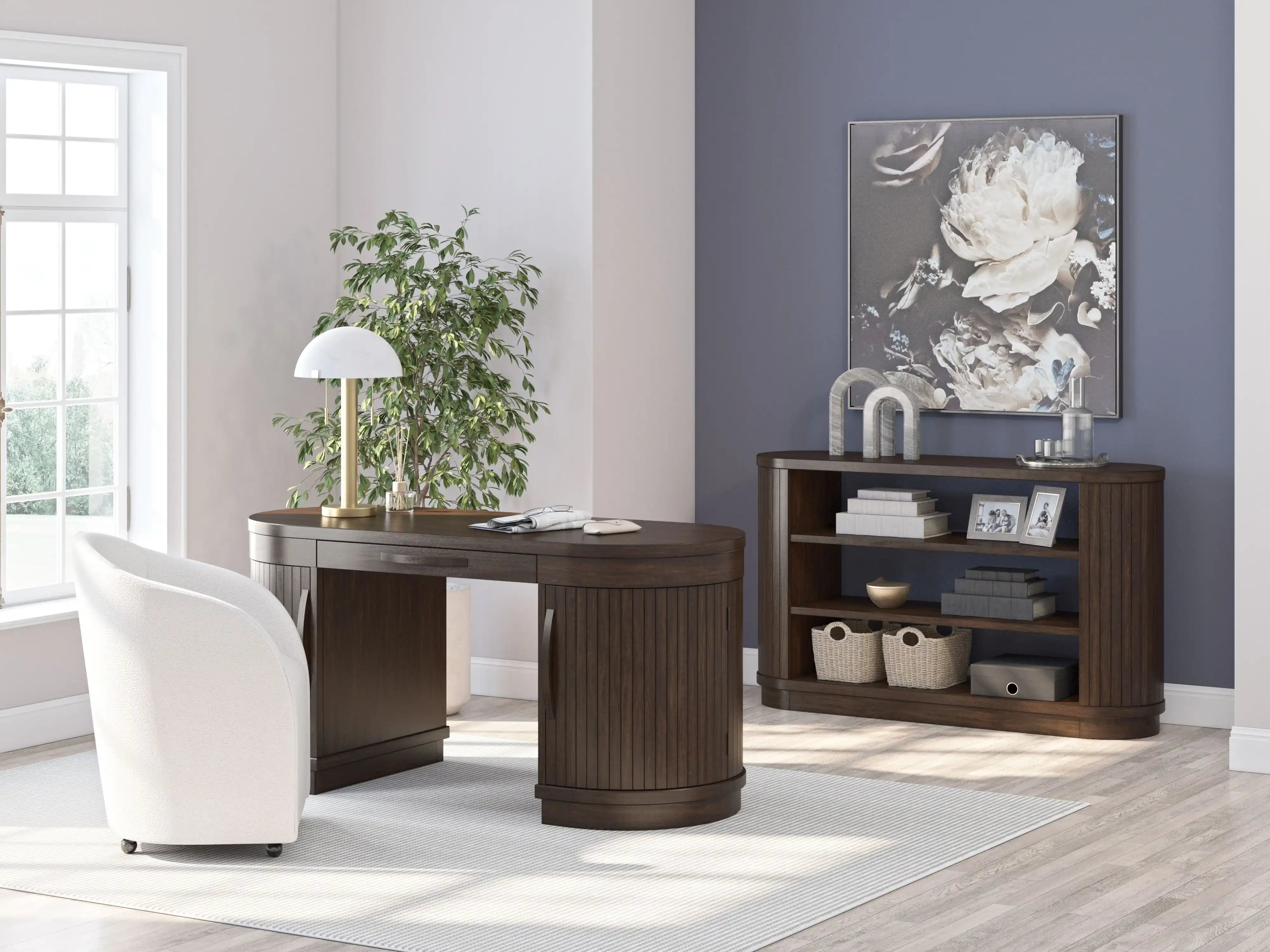 Korestone - 3 Pc. - Home Office Desk, Chair, Credenza - Warm Brown - Best Buy Furniture
