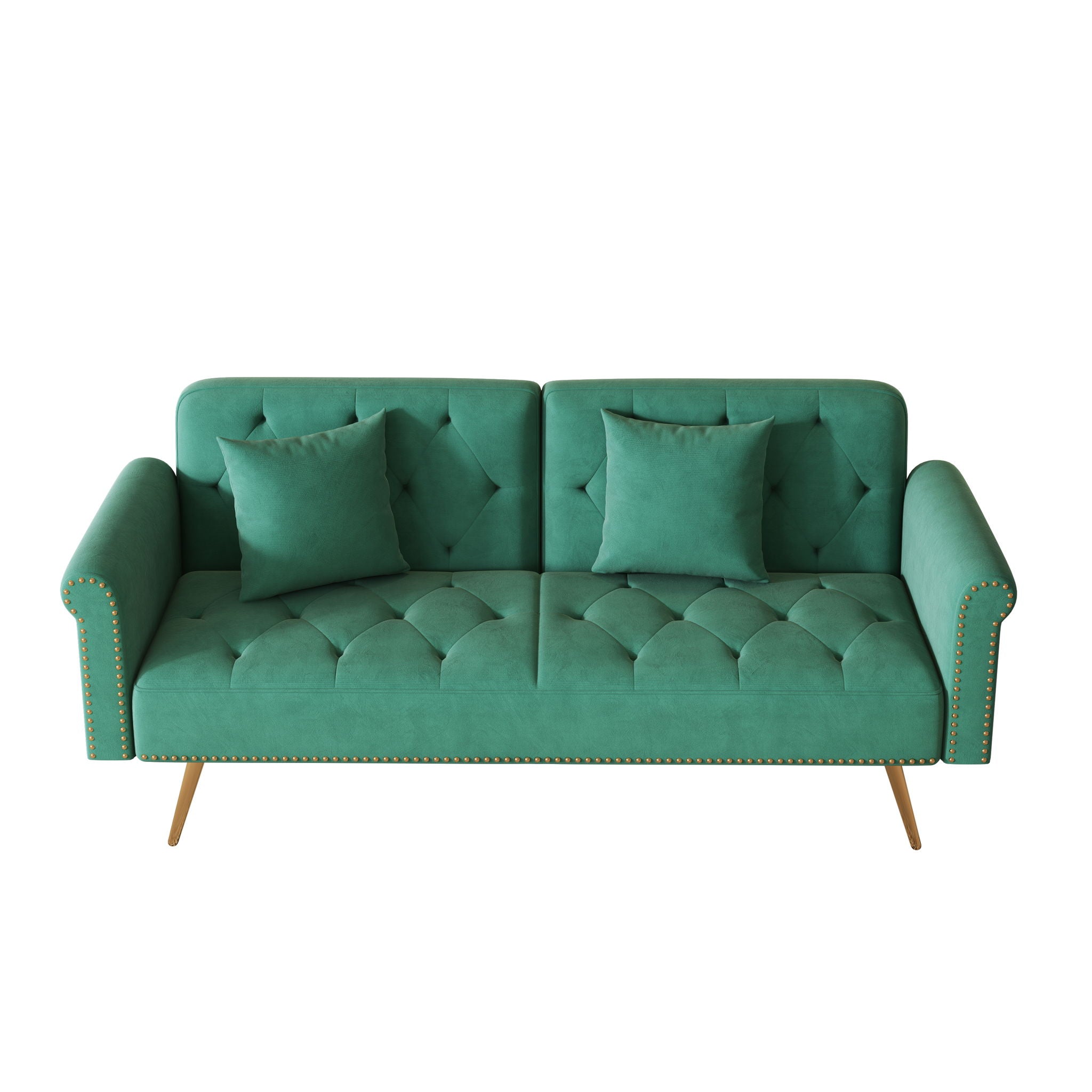 Luxurious Velvet Sofa Bed With Nail Head Trim And Matching Pillow - Best Buy Furniture