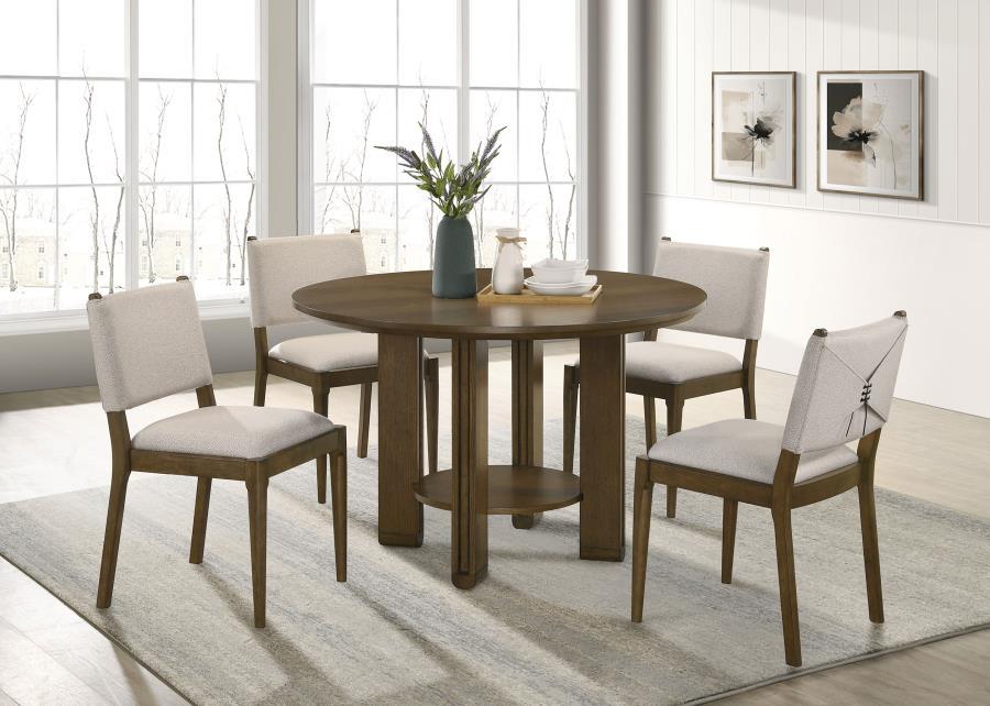 Ottowa - Round Wood Dining Table With Shelf - Brown - Best Buy Furniture