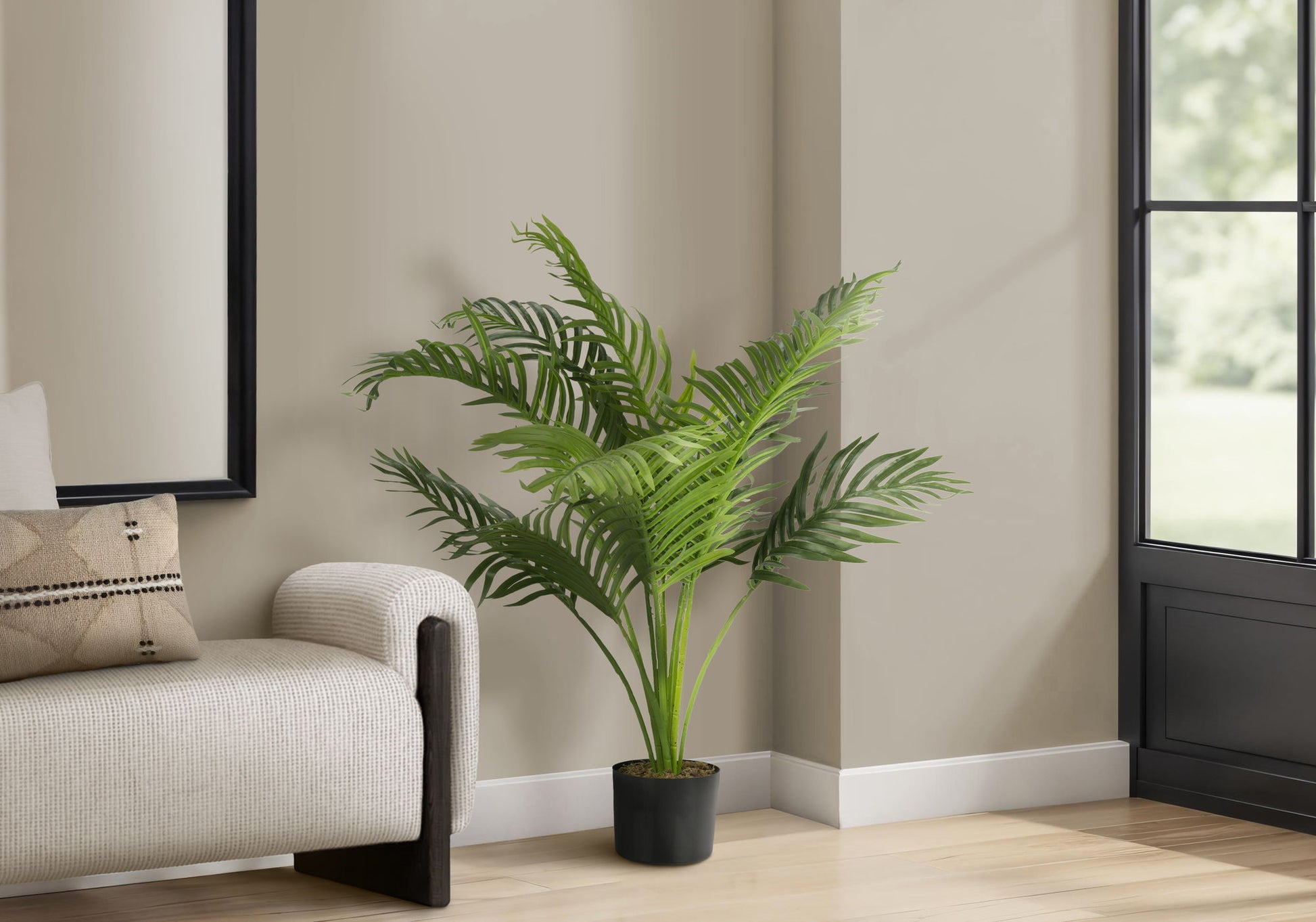 34" Tall, Artificial Plant, Palm Tree, Indoor, Faux, Fake, Floor, Greenery, Potted, Real Touch, Decorative - Green / Black - Best Buy Furniture
