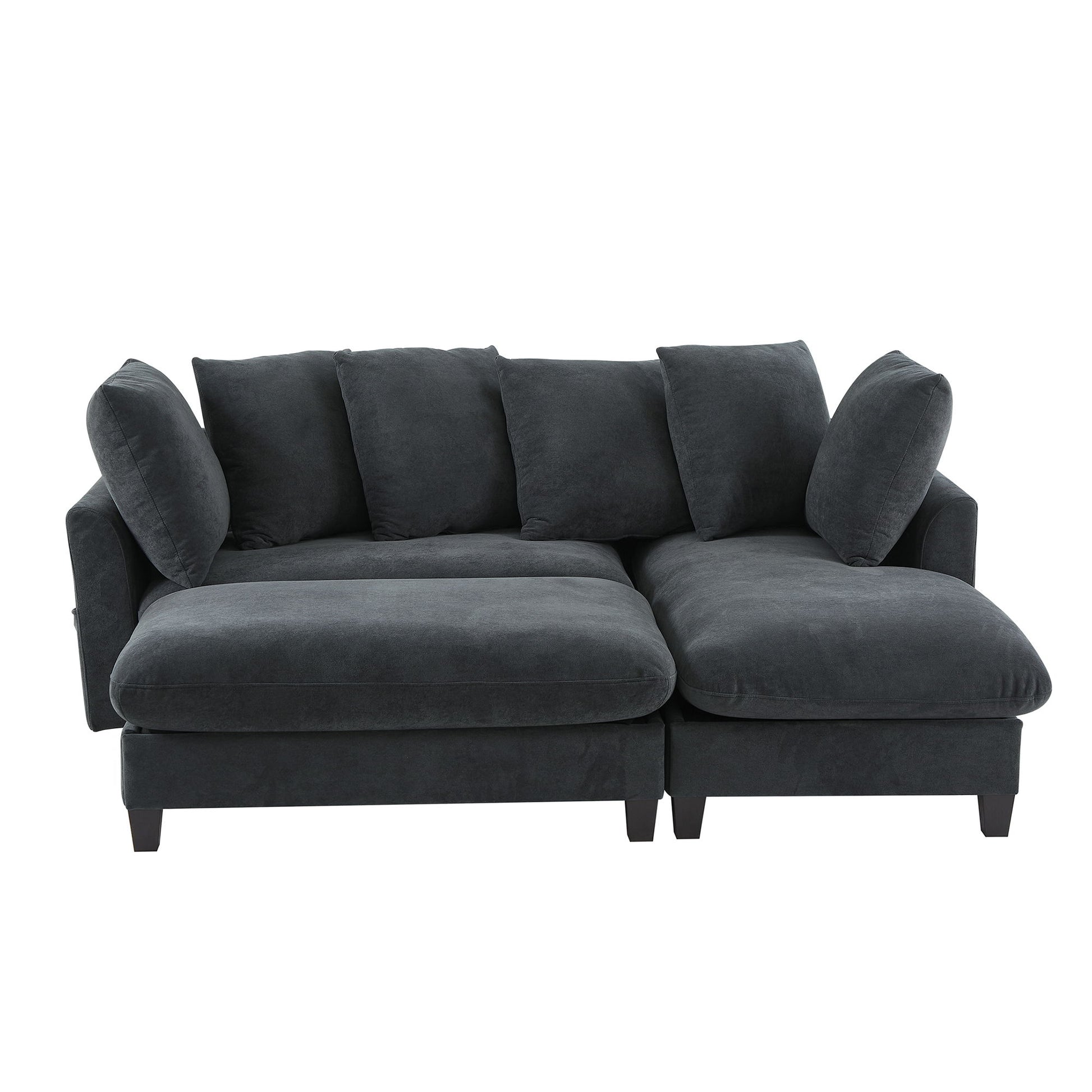 Upholstered L Shaped Sectional Sofa With Storage, Movable Ottoman, And 6 Throw Pillows - Best Buy Furniture