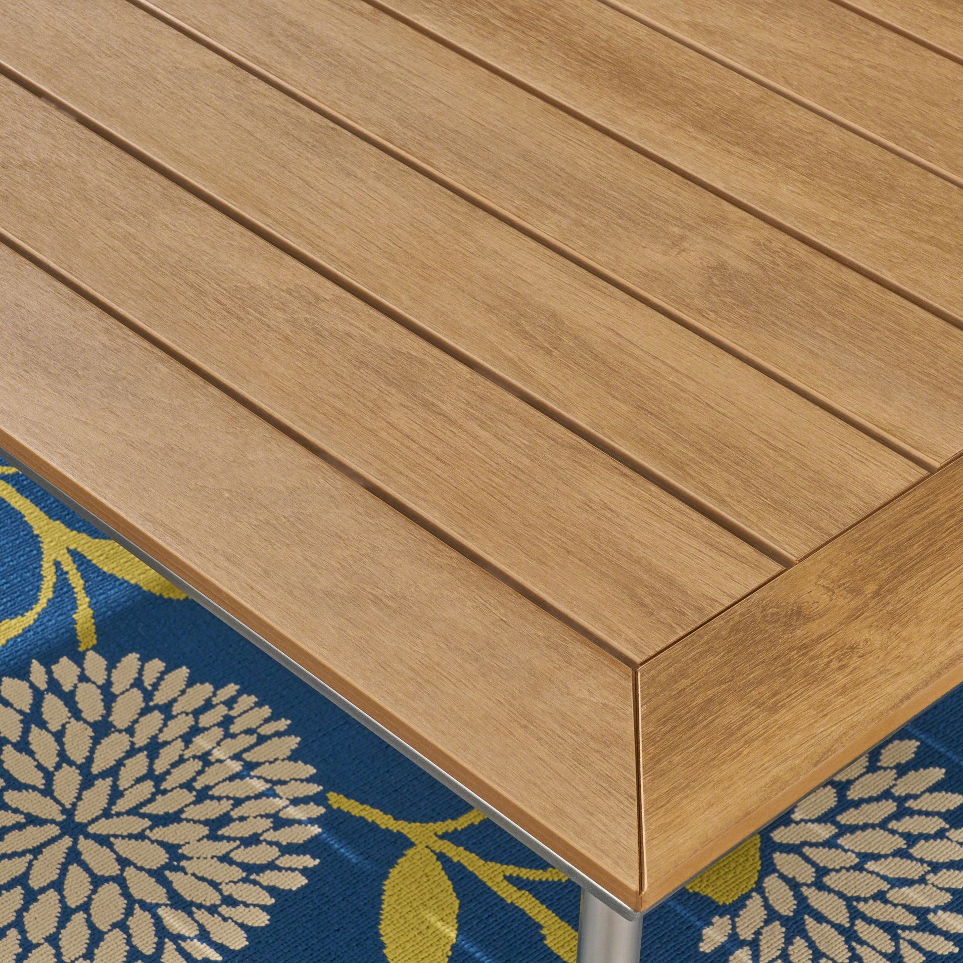 Outdoor Dining Table With Eucalyptus Wood Topped - Silver - Best Buy Furniture