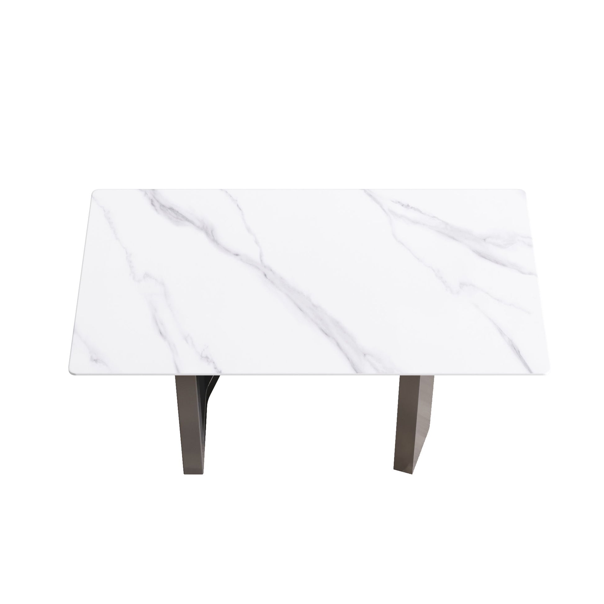 Modern Artificial Stone White Straight Edge Metal Leg Dining Table - Best Buy Furniture
