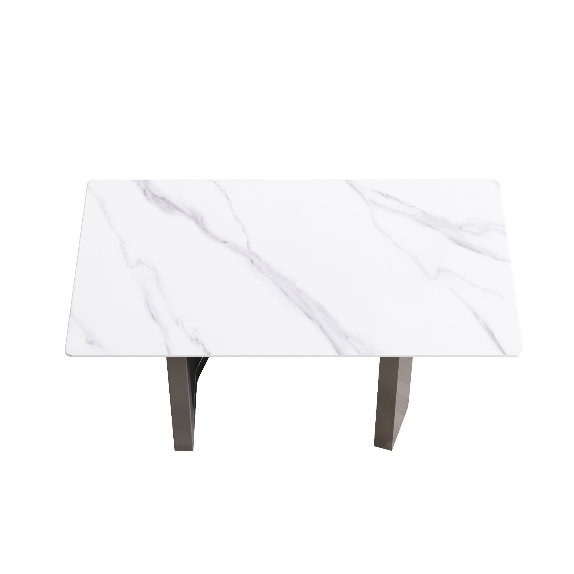 Modern Artificial Stone White Straight Edge Metal Leg Dining Table - Best Buy Furniture