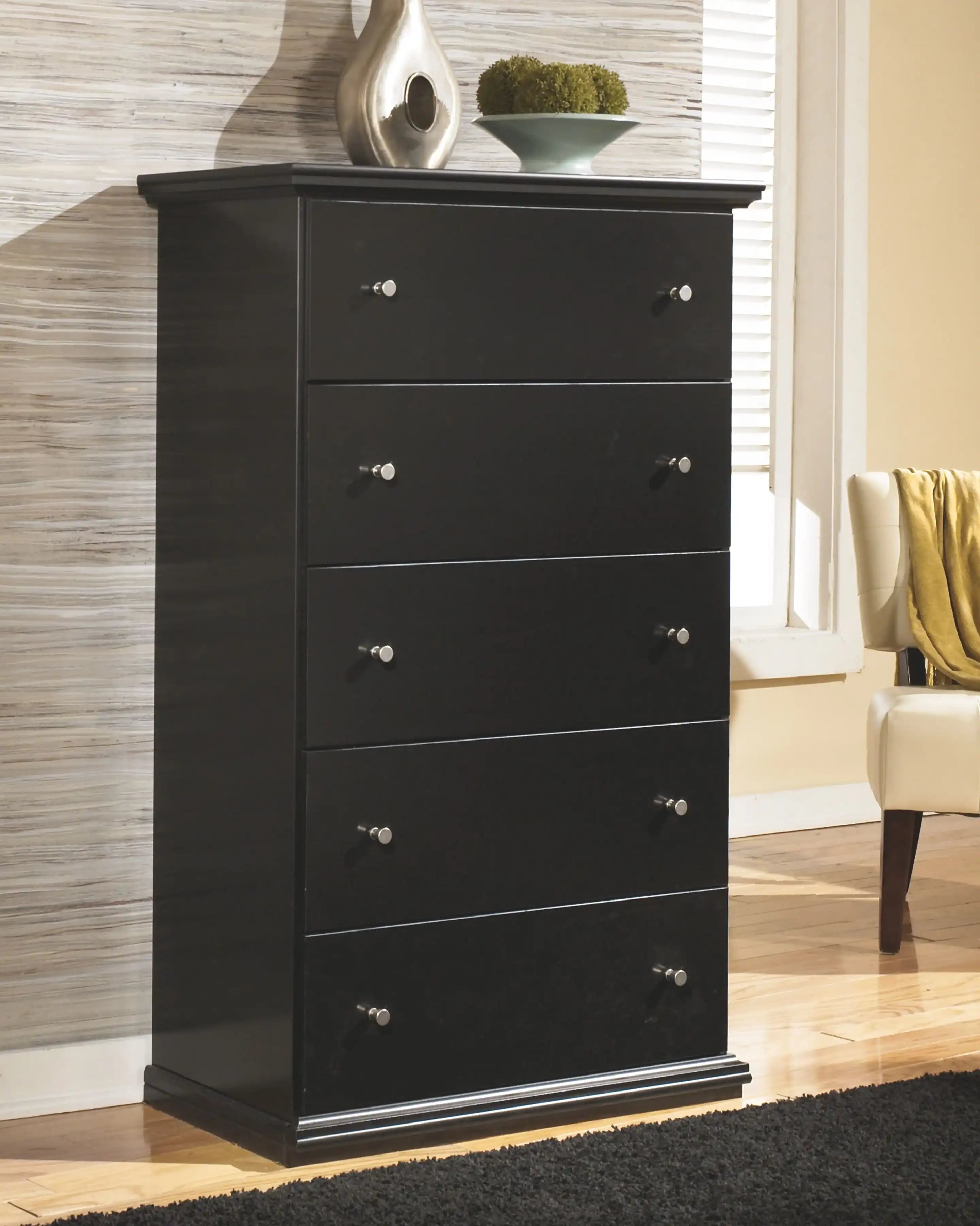 Maribel - Five Drawer Chest - Black - Best Buy Furniture
