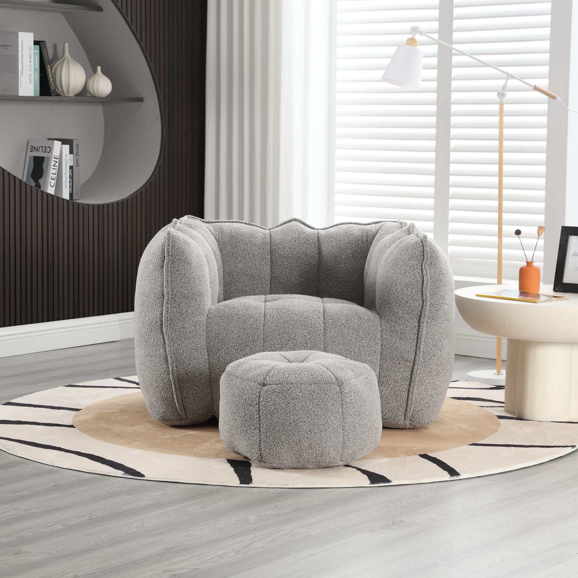 Soft Chenille Bean Bag Chair With High Resilient Foam