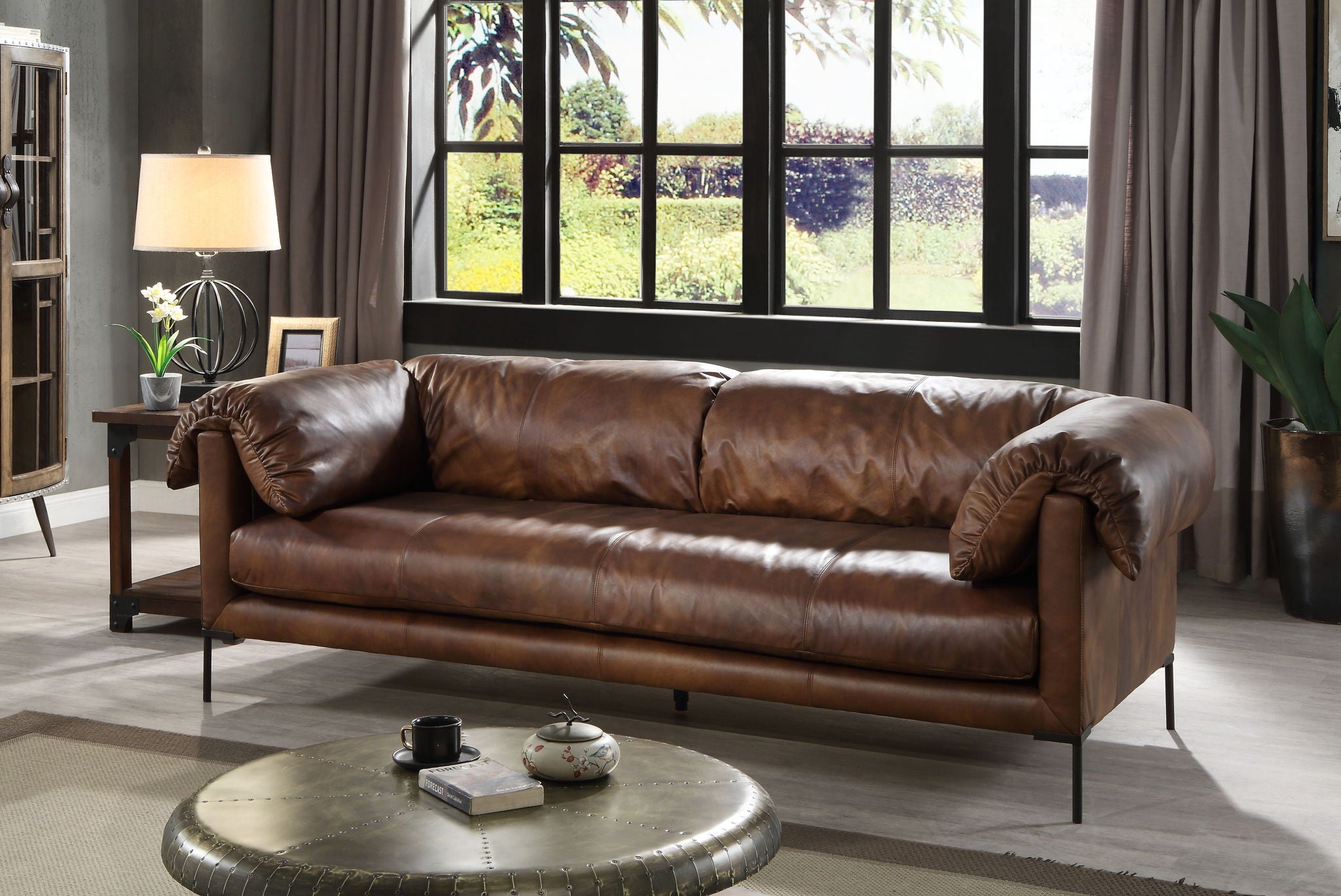 Jaron - Top Grain Leather Sofa - Mocha - Best Buy Furniture