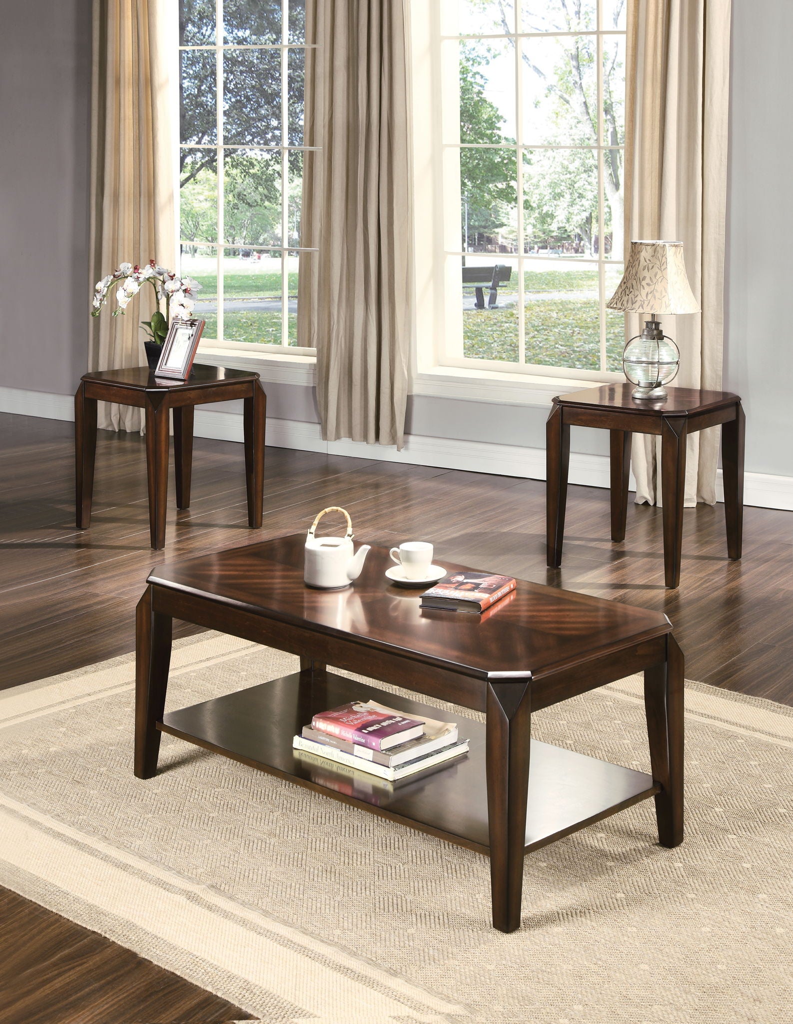 Docila - 3 Piece Pack Coffee With End Table (Set of 3) - Walnut - Best Buy Furniture