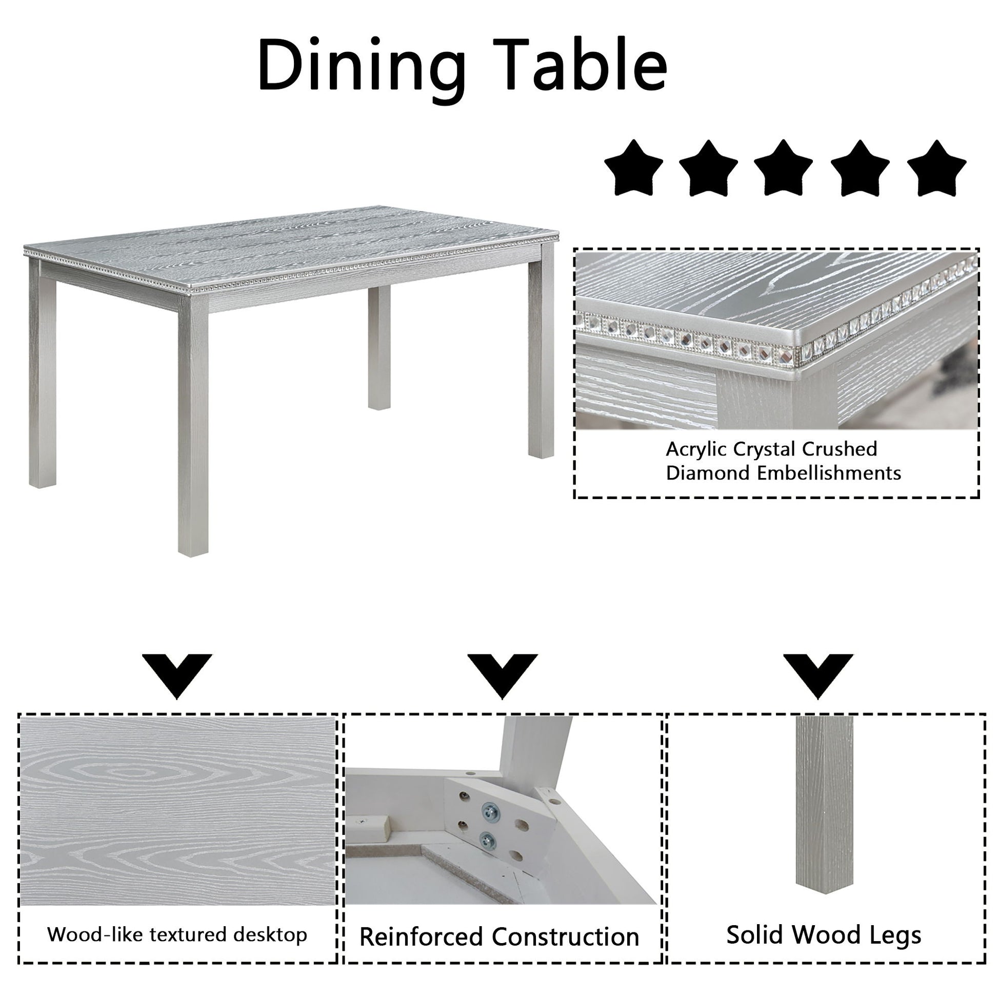 Dining Table Set With Crystal Decoration And Upholstered Chairs - Best Buy Furniture