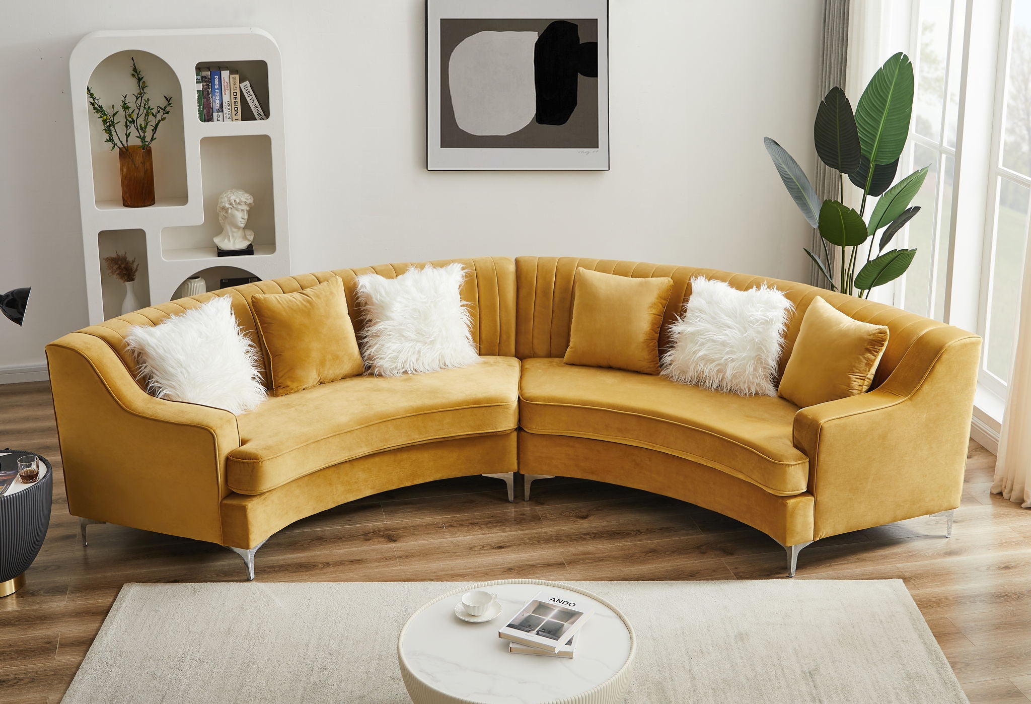 Velvet Curved Sofa - Best Buy Furniture