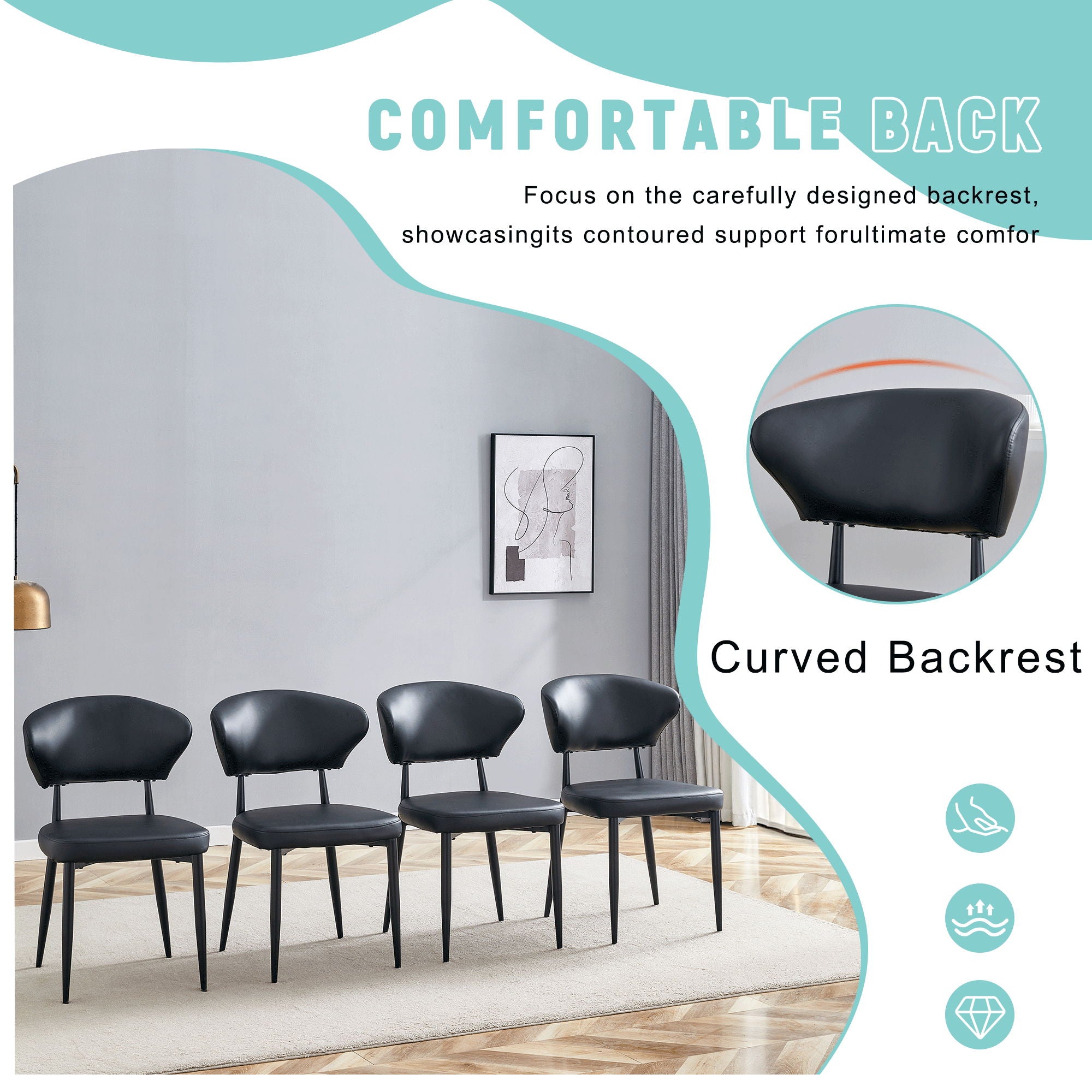 Minimalist Ergonomic Dining Chair With Curved Backres (Set of 4) - Best Buy Furniture