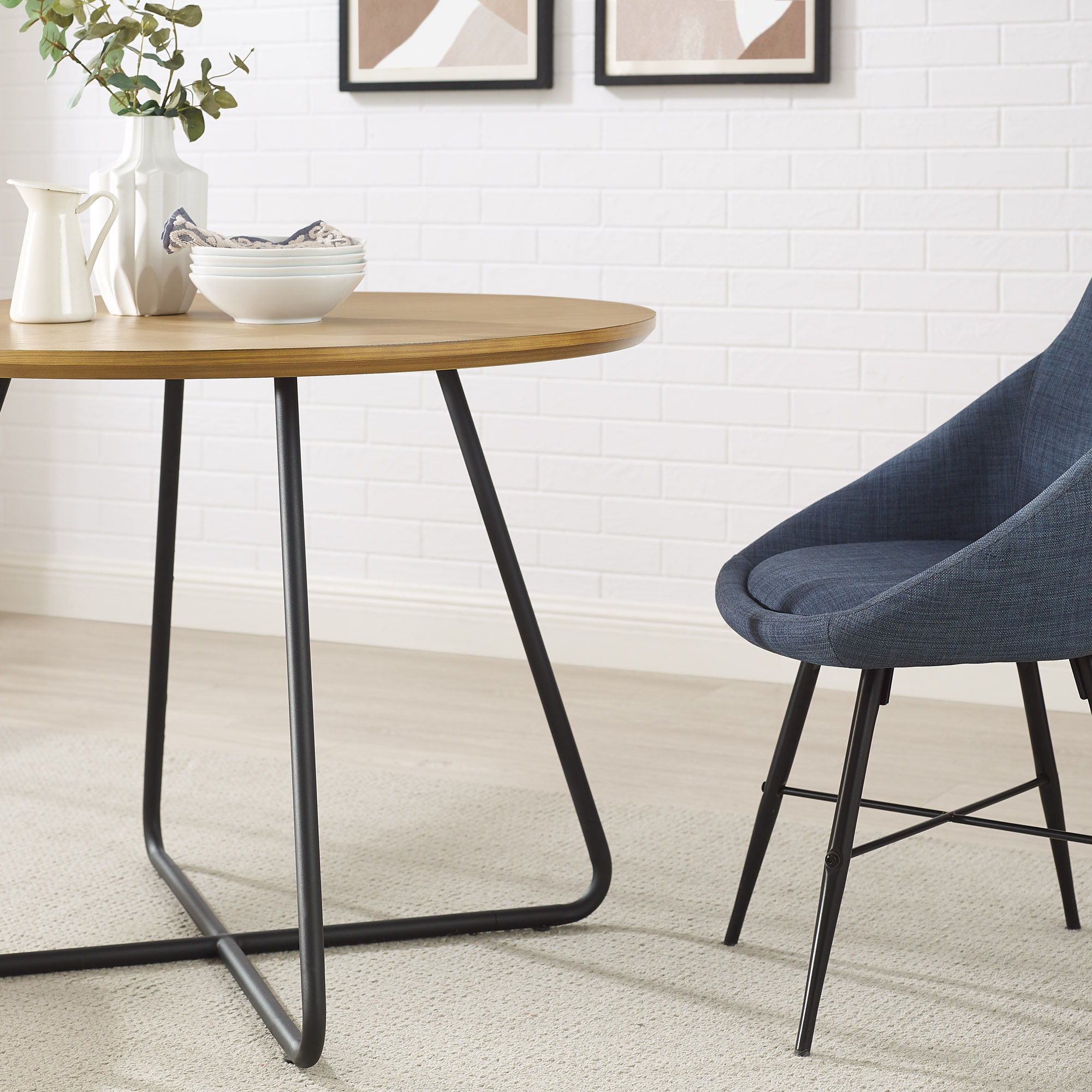 Modern Curved X Base Round Dining Table - English Ash - Best Buy Furniture