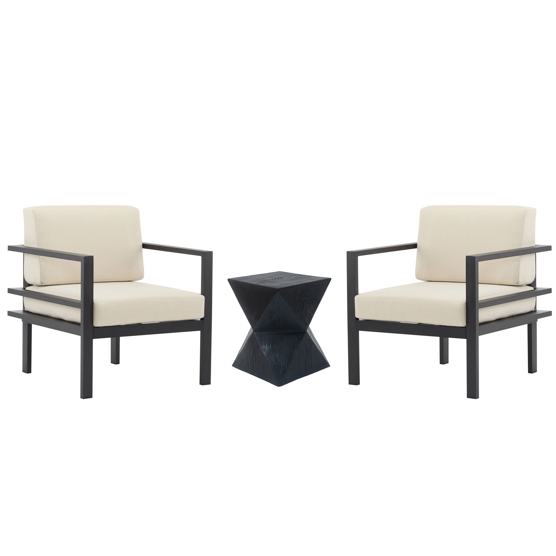 Modern 3 Piece Outdoor Patio Seating Set With Aluminum Frame And Weather Resistant Cushions - Beige / Gray - Best Buy Furniture