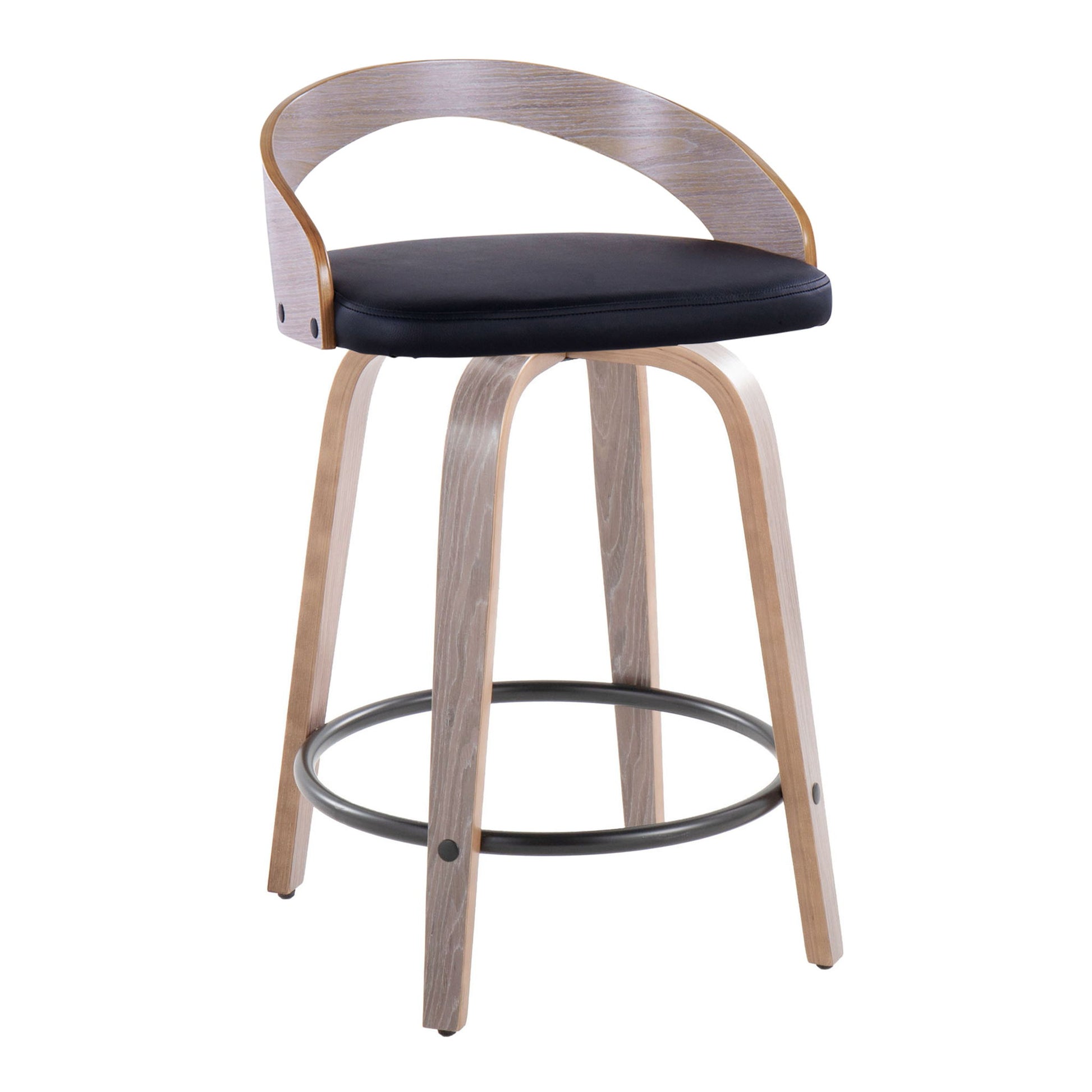 Grotto - Contemporary Fixed Height Counter Stool & Swivel With Round Footrest (Set of 2) - Best Buy Furniture