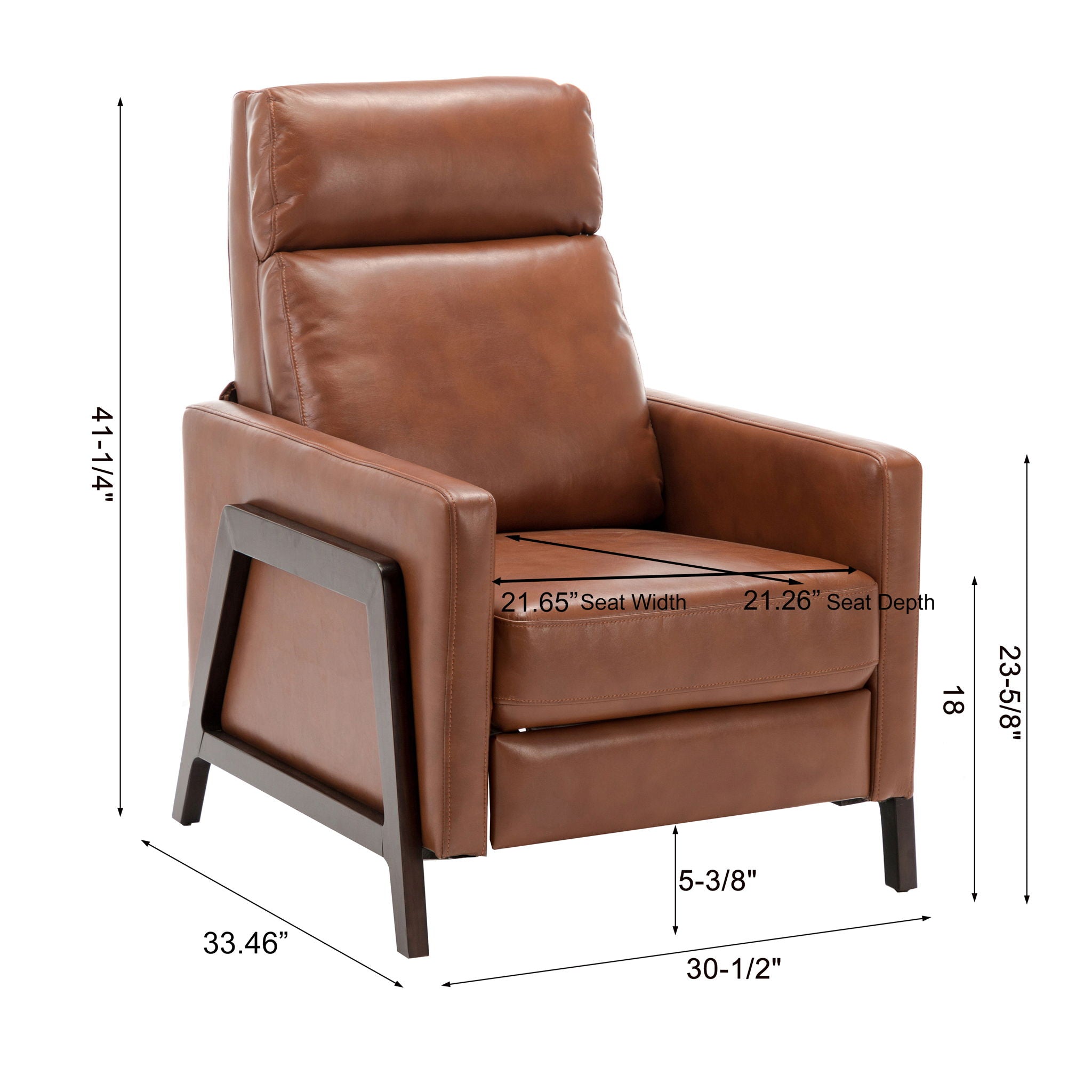 Mid Century Modern Madeline Push Back Recliner - Caramel - Best Buy Furniture