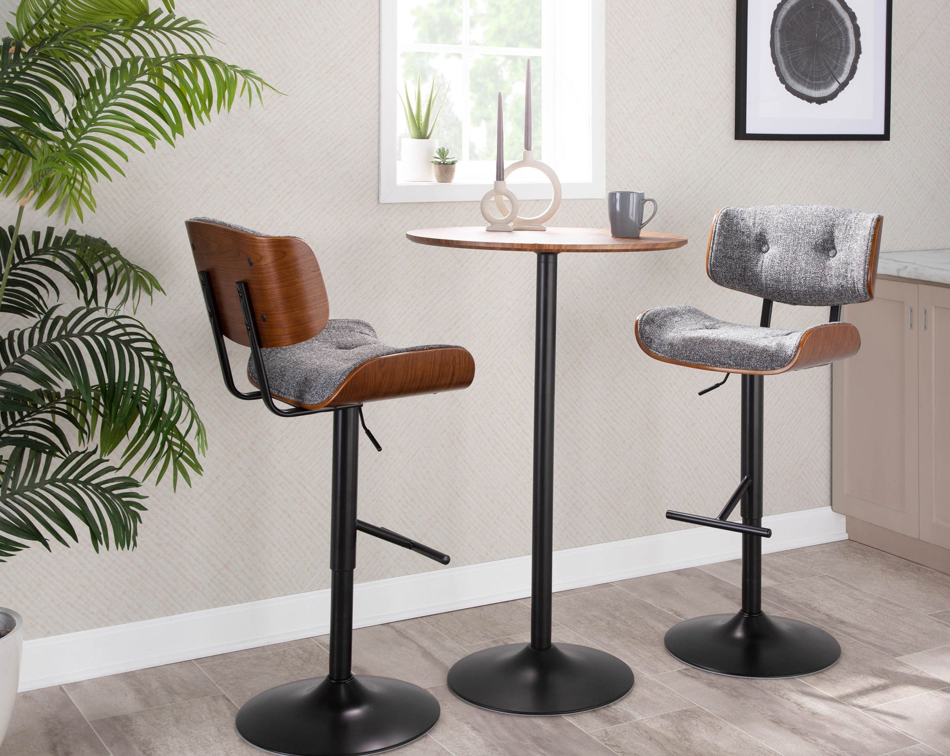 Pebble - Mid-Century Modern Adjustable Dining Or Bar Table - Walnut / Black - Best Buy Furniture