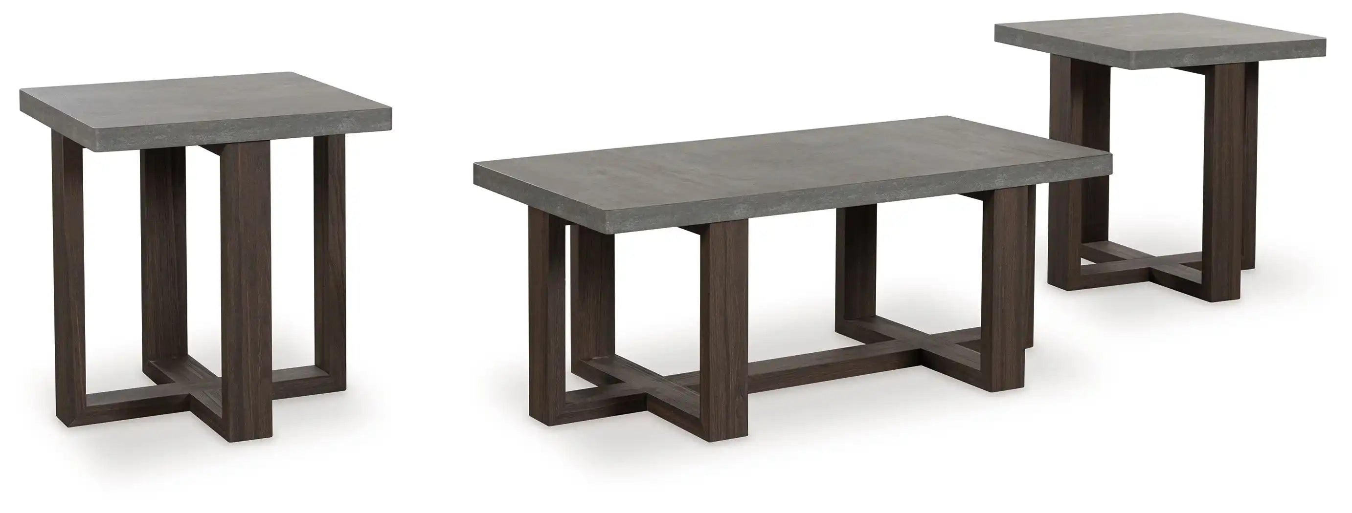Dynnford - Occasional Table Set (Set of 3) - Gray / Brown - Best Buy Furniture