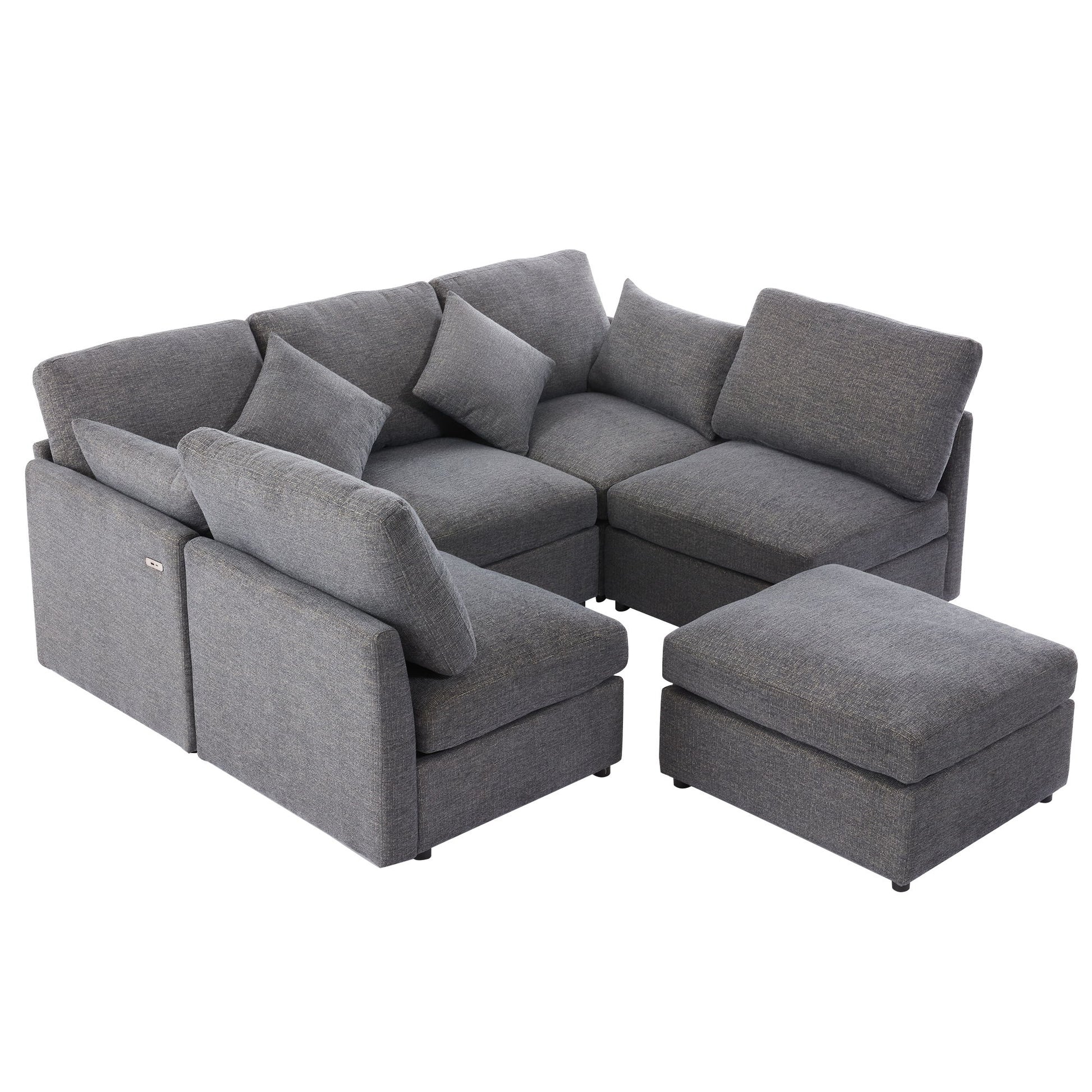 Sectional Sofa Modular Sofa U - Shaped Sofa Couch Sofa Bed L - Shaped Sofa With A Movable Ottoman And Two USB Ports For Living Room - Best Buy Furniture