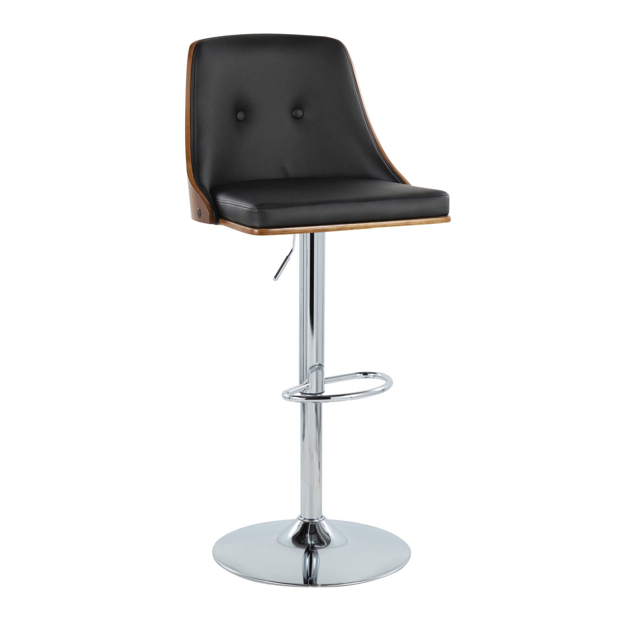Gianna - Mid Century Modern Adjustable Barstool With Swivel With Oval Footrest (Set of 2) - Best Buy Furniture