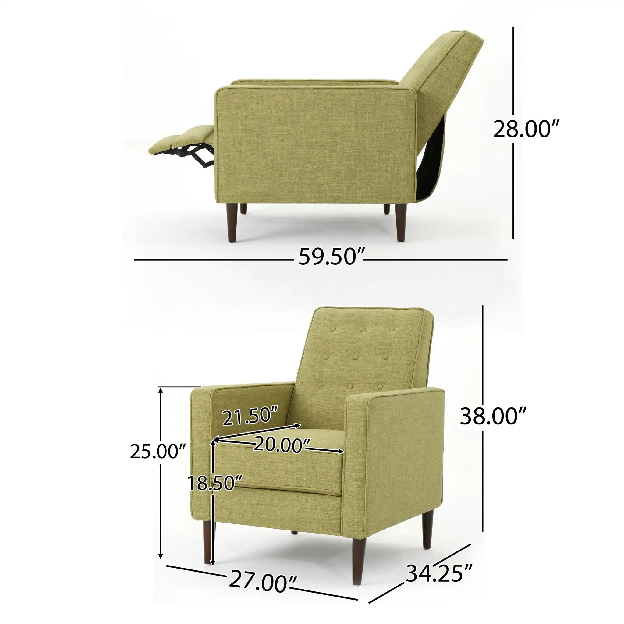 Mid-Century Modern Recliner With Button Tufted Waffle Stitch - Best Buy Furniture