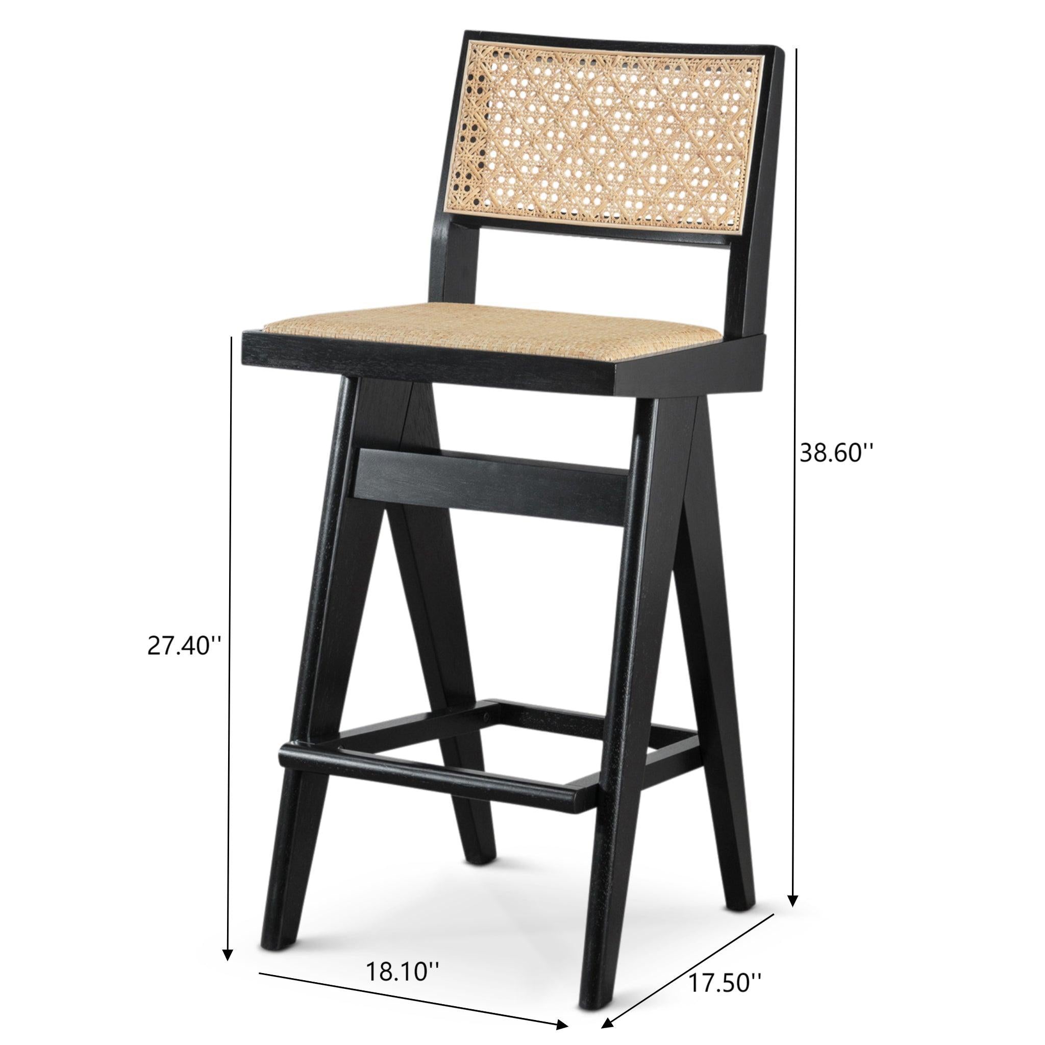 Keira - Bar Stool (Set of 2) - Black / Rattan - Best Buy Furniture