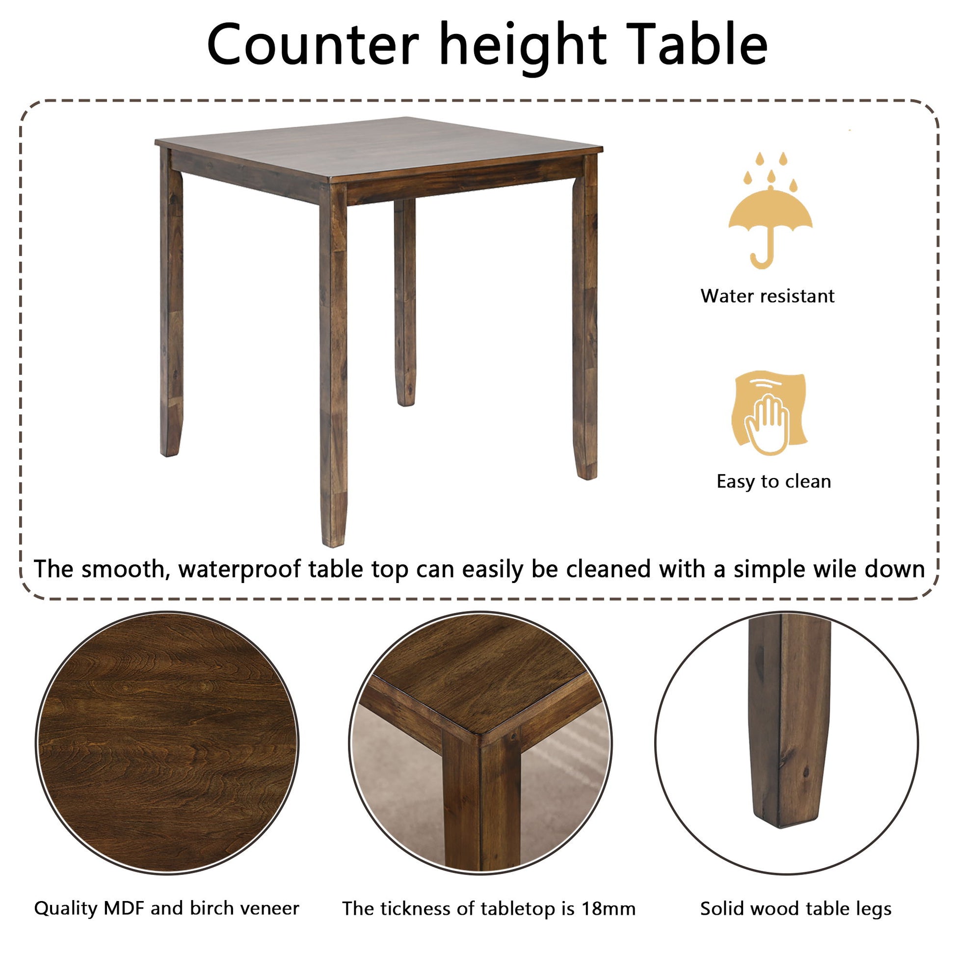 5 Piece Dining Table Set, Wooden Dining Square Table Set For 4 - Best Buy Furniture