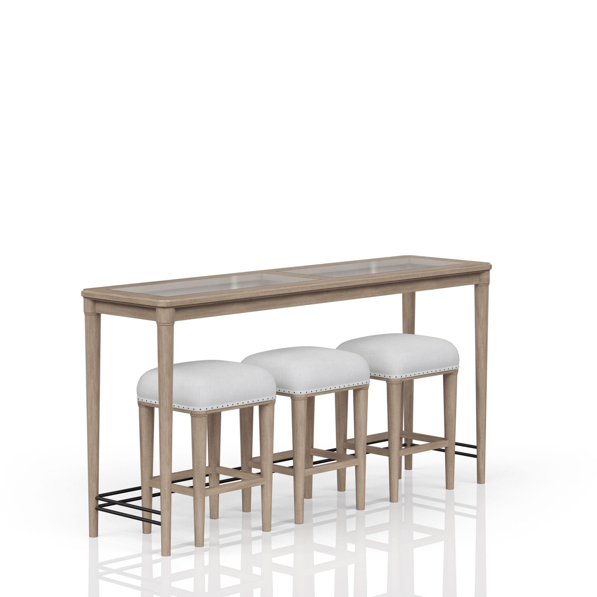 Glass Console Table With 3 Stools - Frosted - Best Buy Furniture