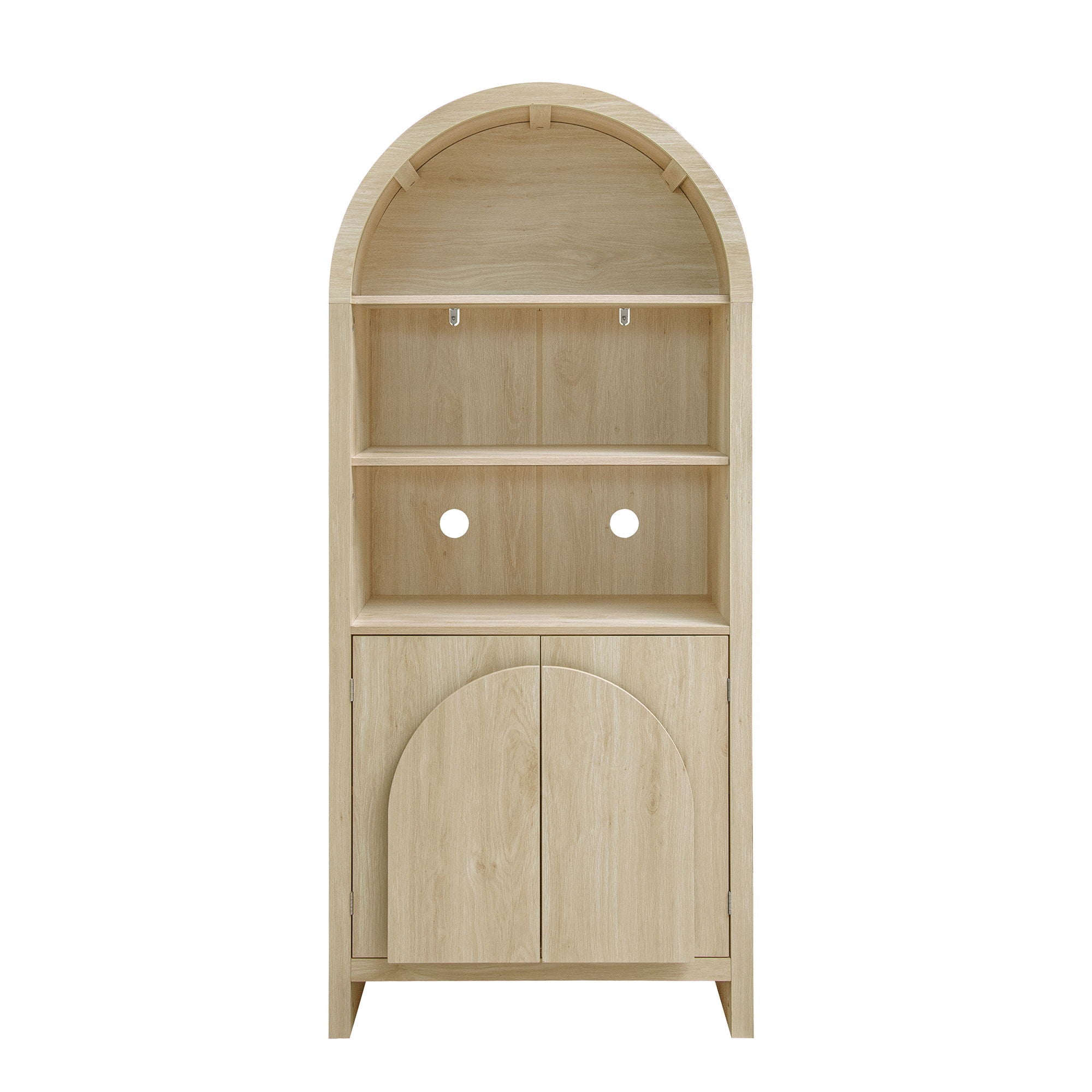 Arched Kitchen Pantry, Modern Farmhouse Wood Kitchen Storage Cabinets, Arched Storage Display Cabinet With Adjustable Shelves, Versatile Cupboard For Kitchen, Dining Room - Natural - Best Buy Furniture