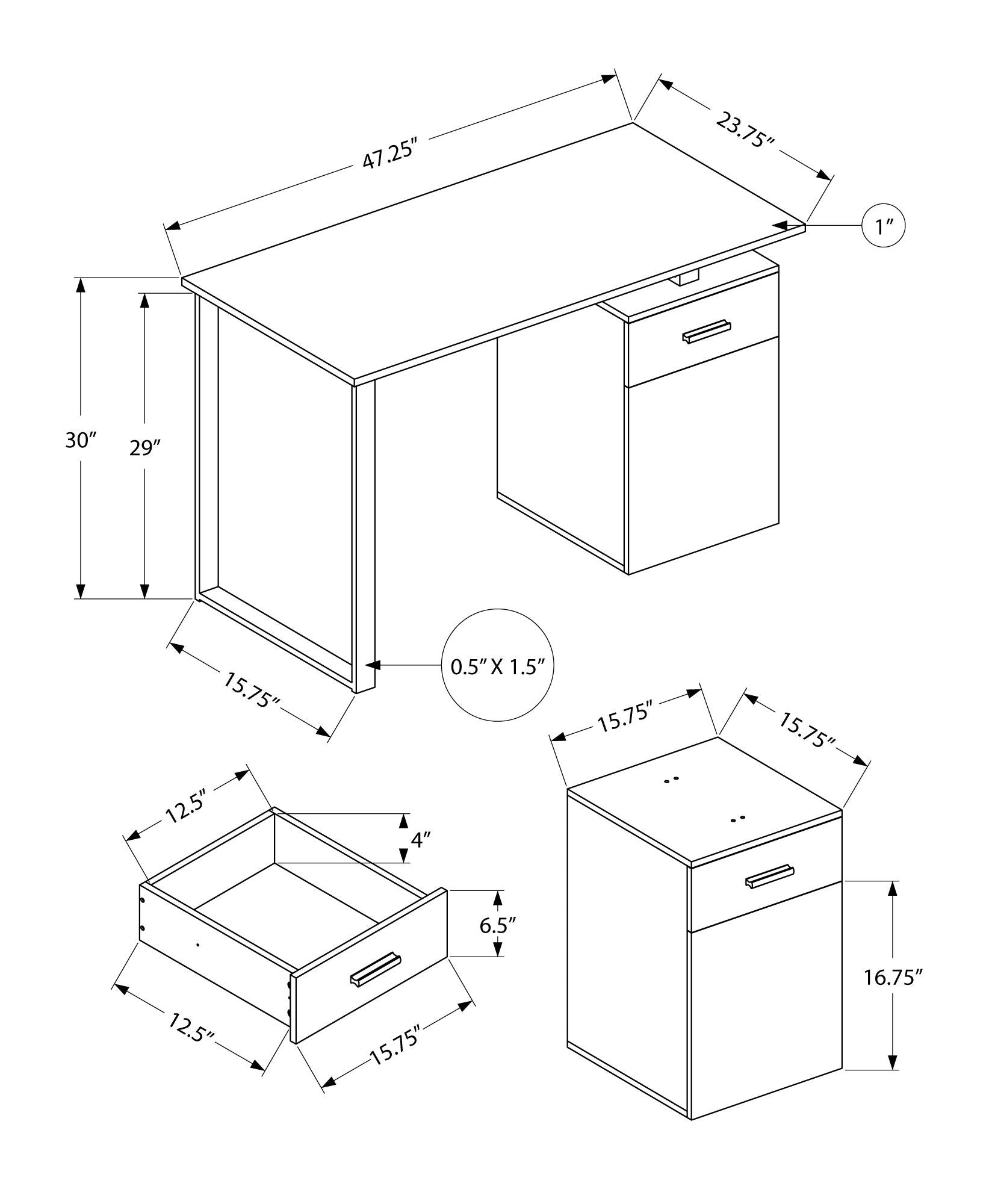 Computer Desk, Home Office, Laptop, Left, Right Set-Up, Storage Drawers, Work, Marble Look Laminate, Contemporary, Modern - White - Best Buy Furniture