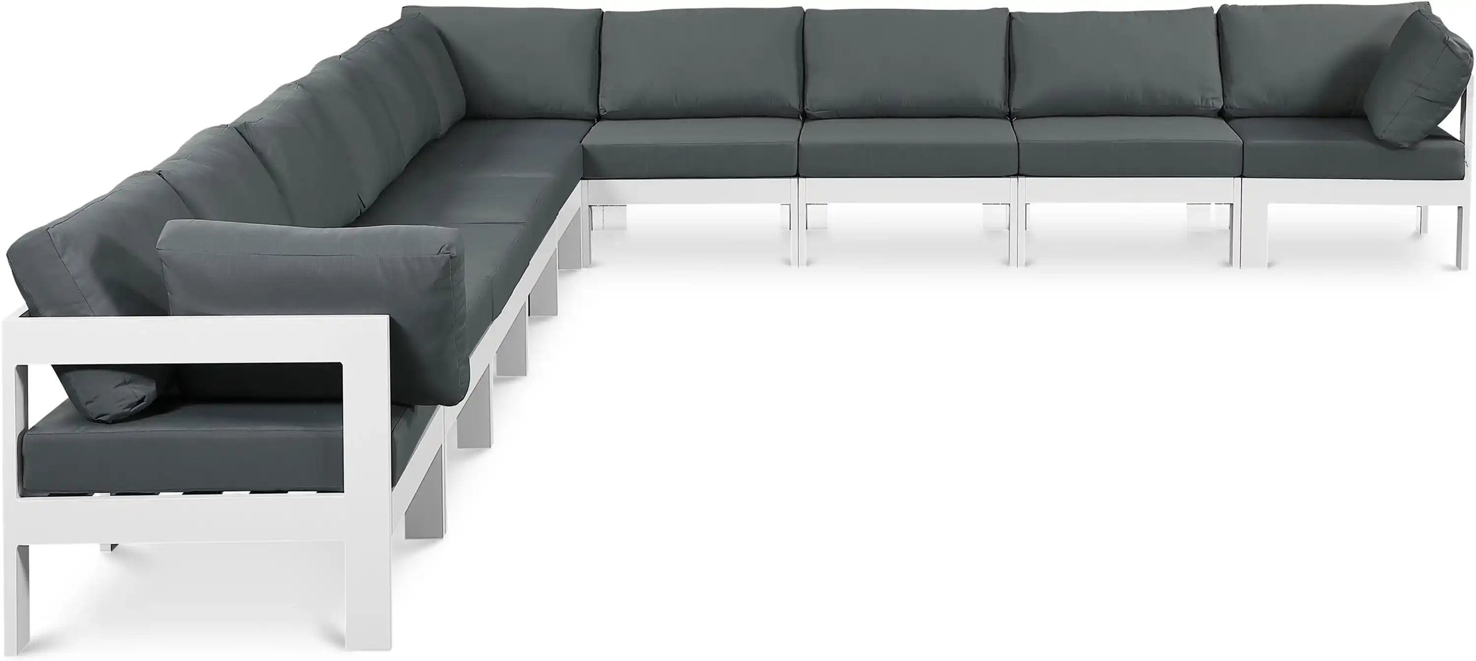 Nizuc - Outdoor Patio 10 Piece Modular Sectional With White Frame - Best Buy Furniture