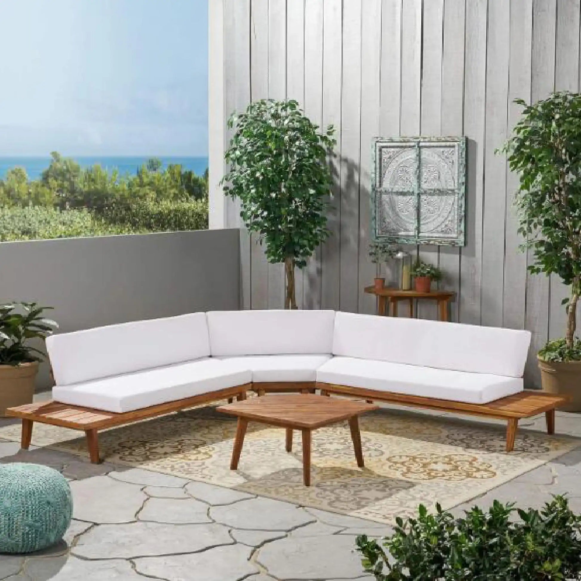 Hillcrest - V Shaped 4 Piece Sofa Set, Water Resistant - Best Buy Furniture