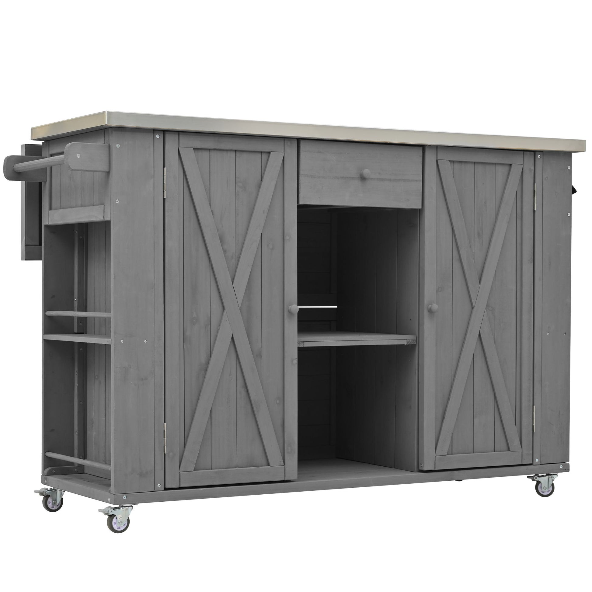 Outdoor Kitchen Island With Stainless Steel Top, Ample Storage Space, Towel And Spice Racks And A Bottle Opener - Best Buy Furniture