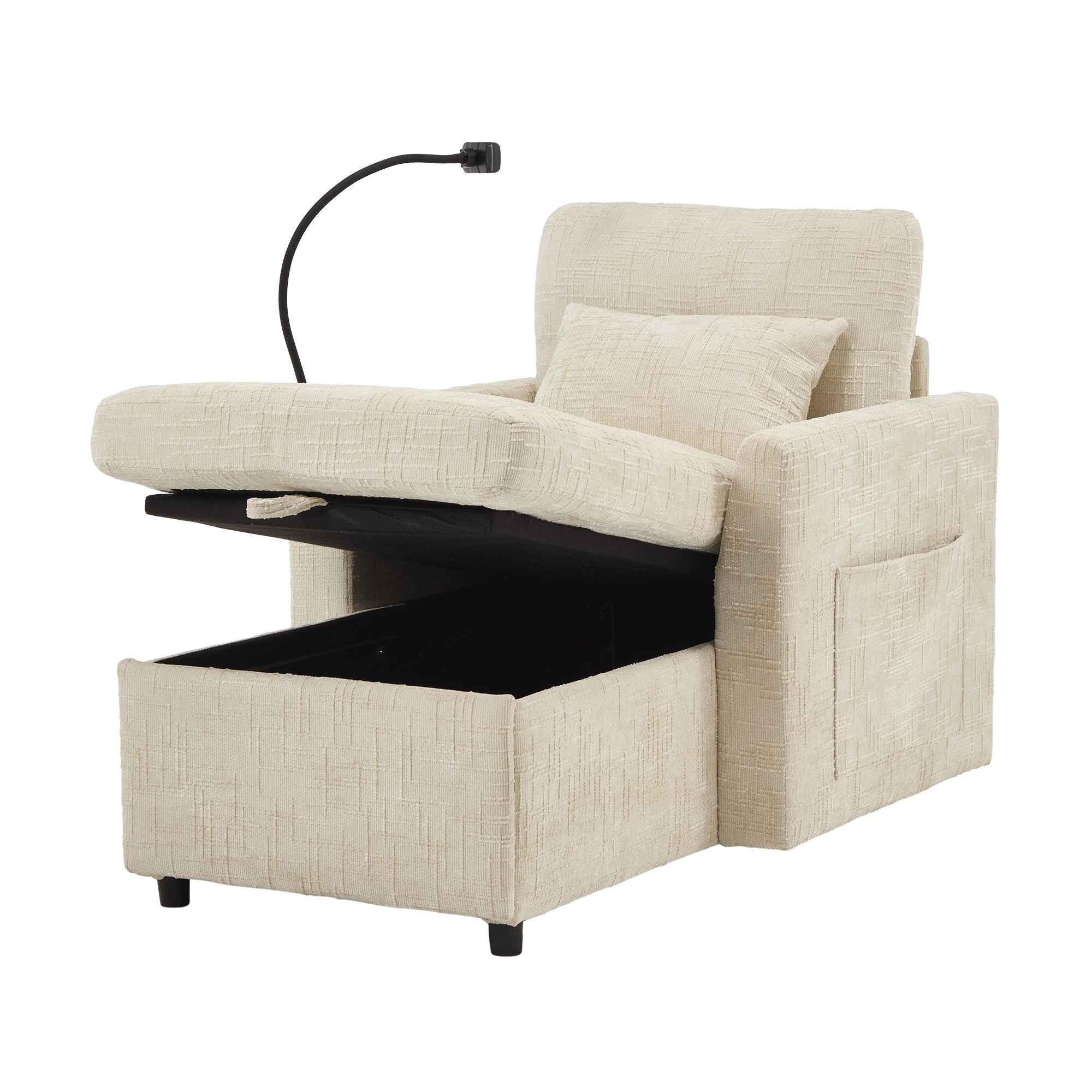 Multifunctional Chenille Recliner Sofa With Storage And Phone Bracket - Best Buy Furniture