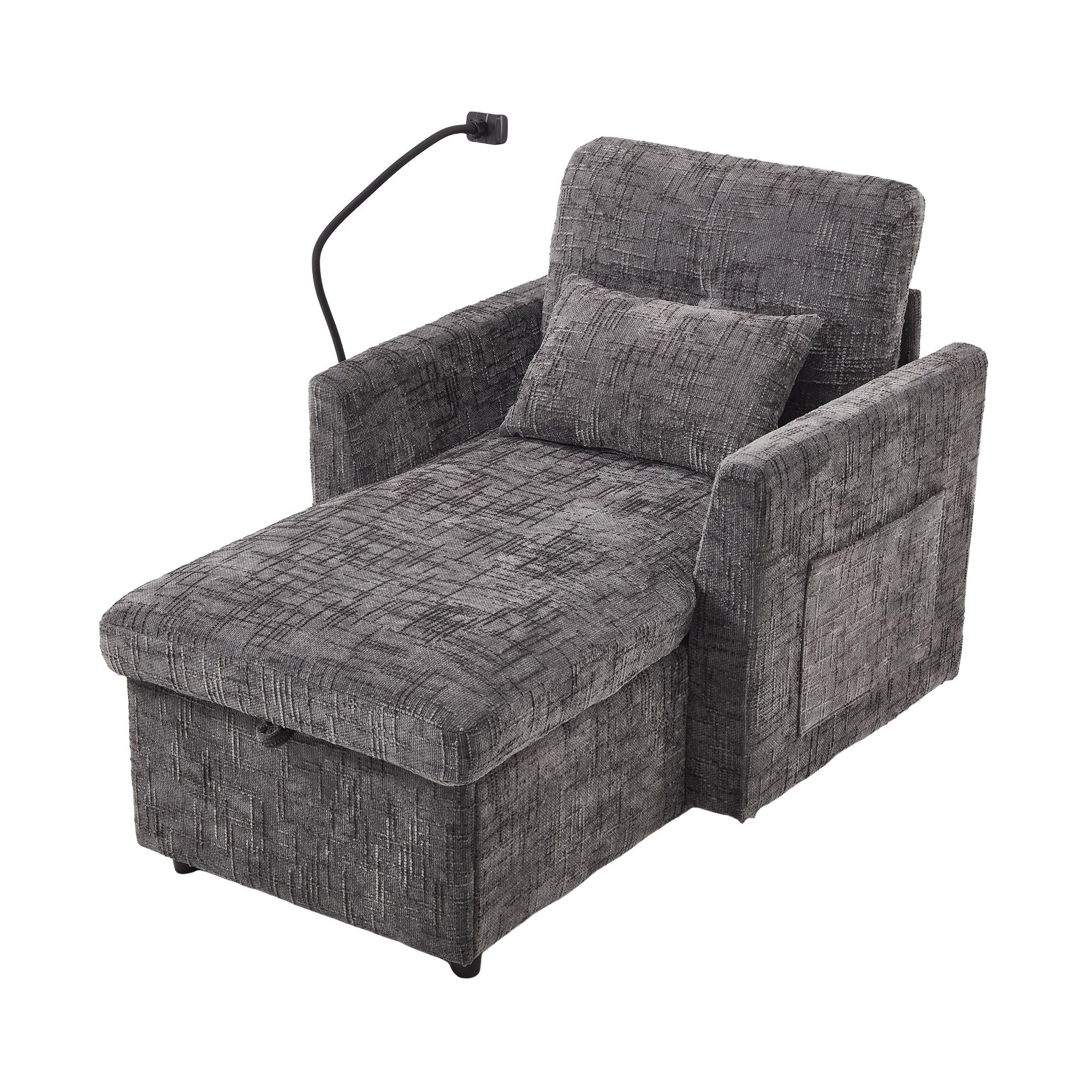 Multifunctional Chenille Recliner Sofa With Storage And Phone Bracket - Best Buy Furniture