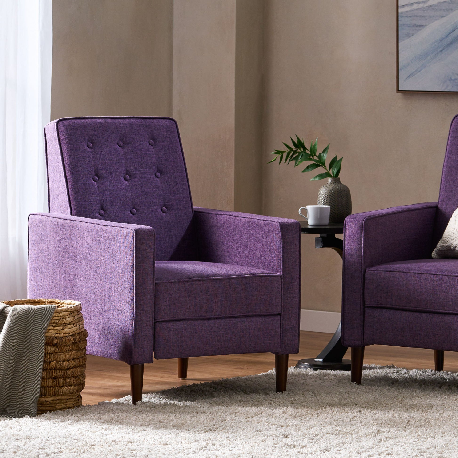 Mid-Century Modern Recliner With Button Tufted Waffle Stitch - Best Buy Furniture