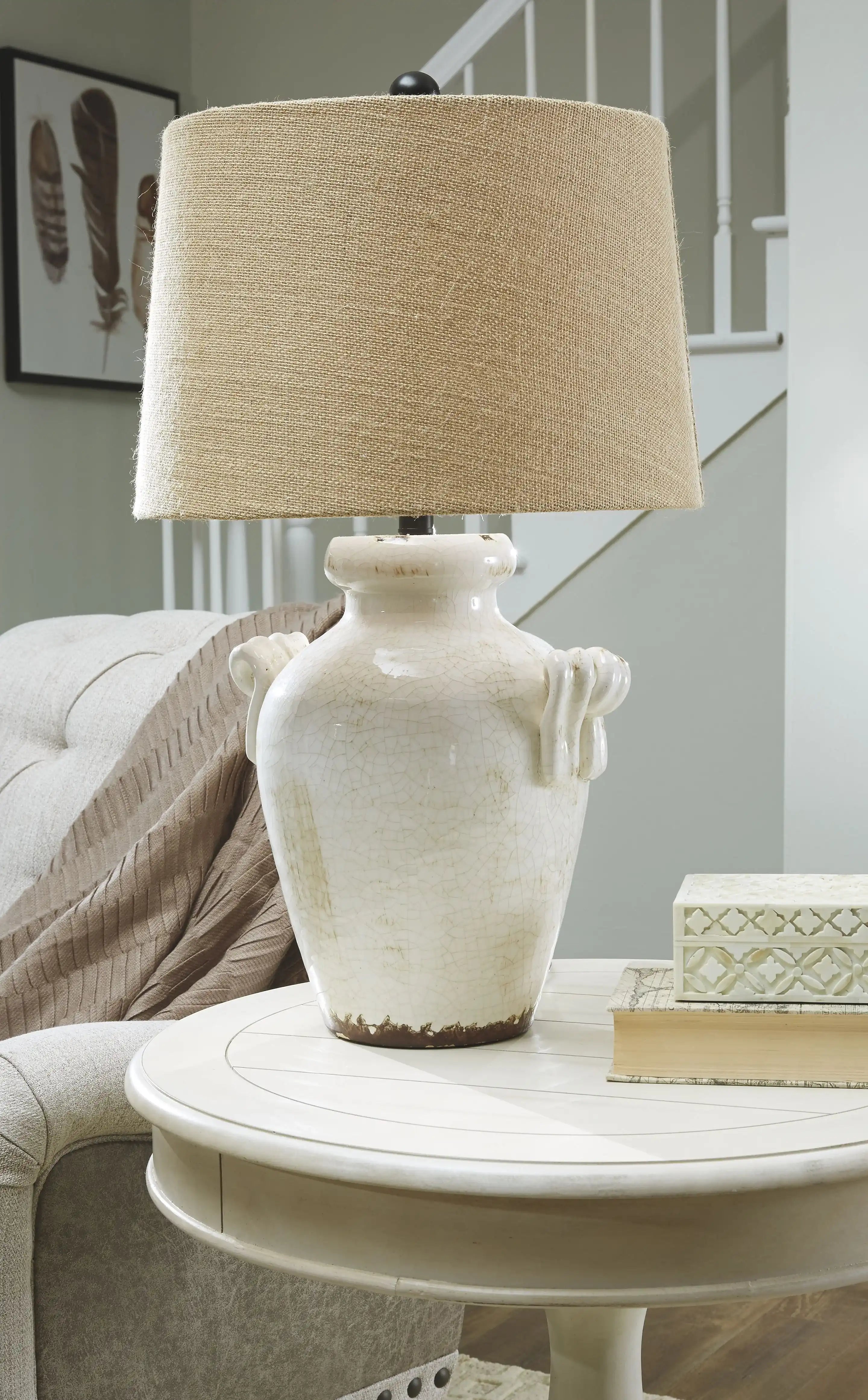 Emelda - Ceramic Table Lamp - Cream - Best Buy Furniture