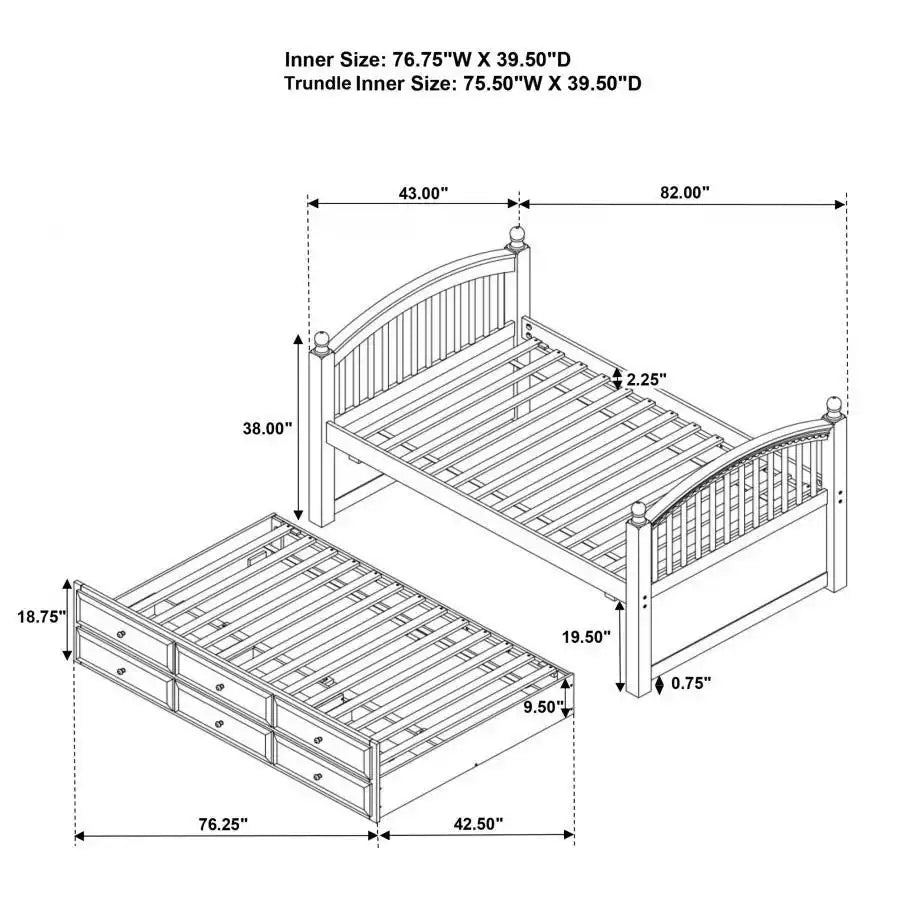 Norwood - 3-Drawer Twin Bed With Captains Trundle - Chestnut - Best Buy Furniture