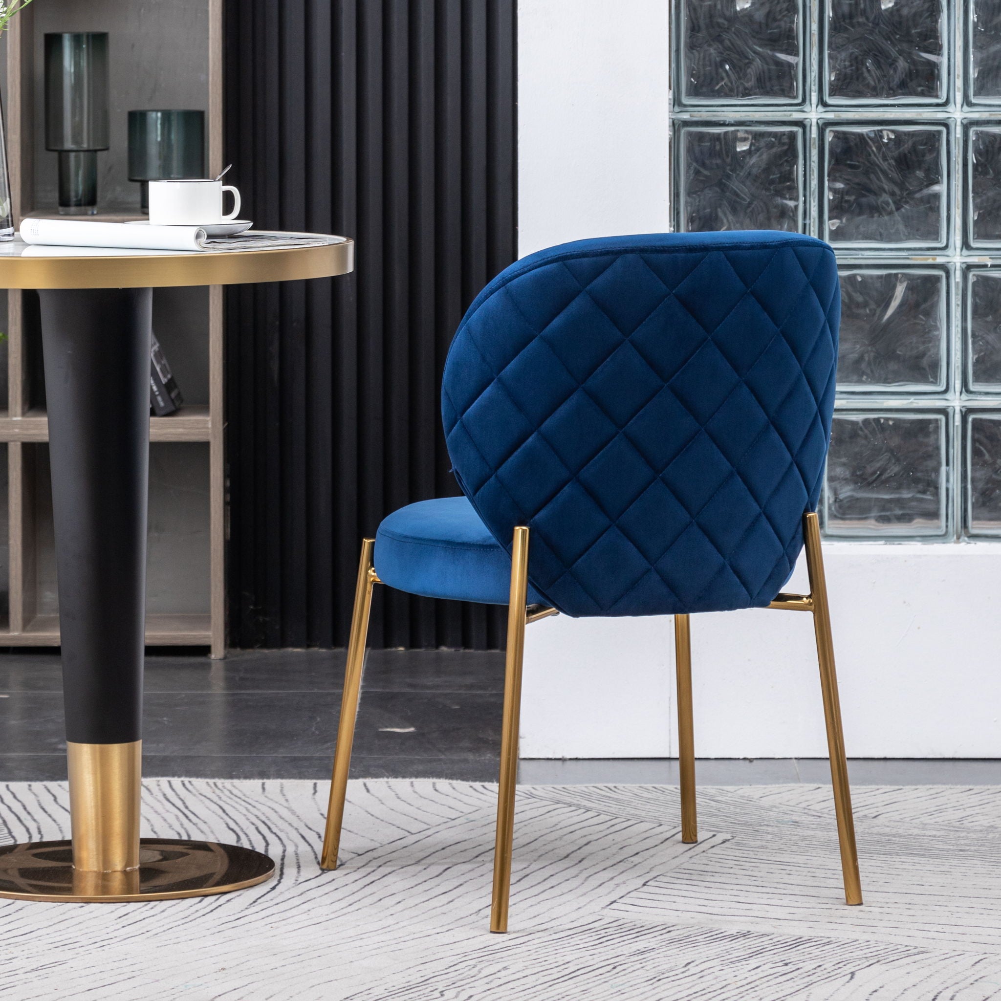 Amoa - Contemporary Velvet Upholstery Dining Chair - Blue - Best Buy Furniture