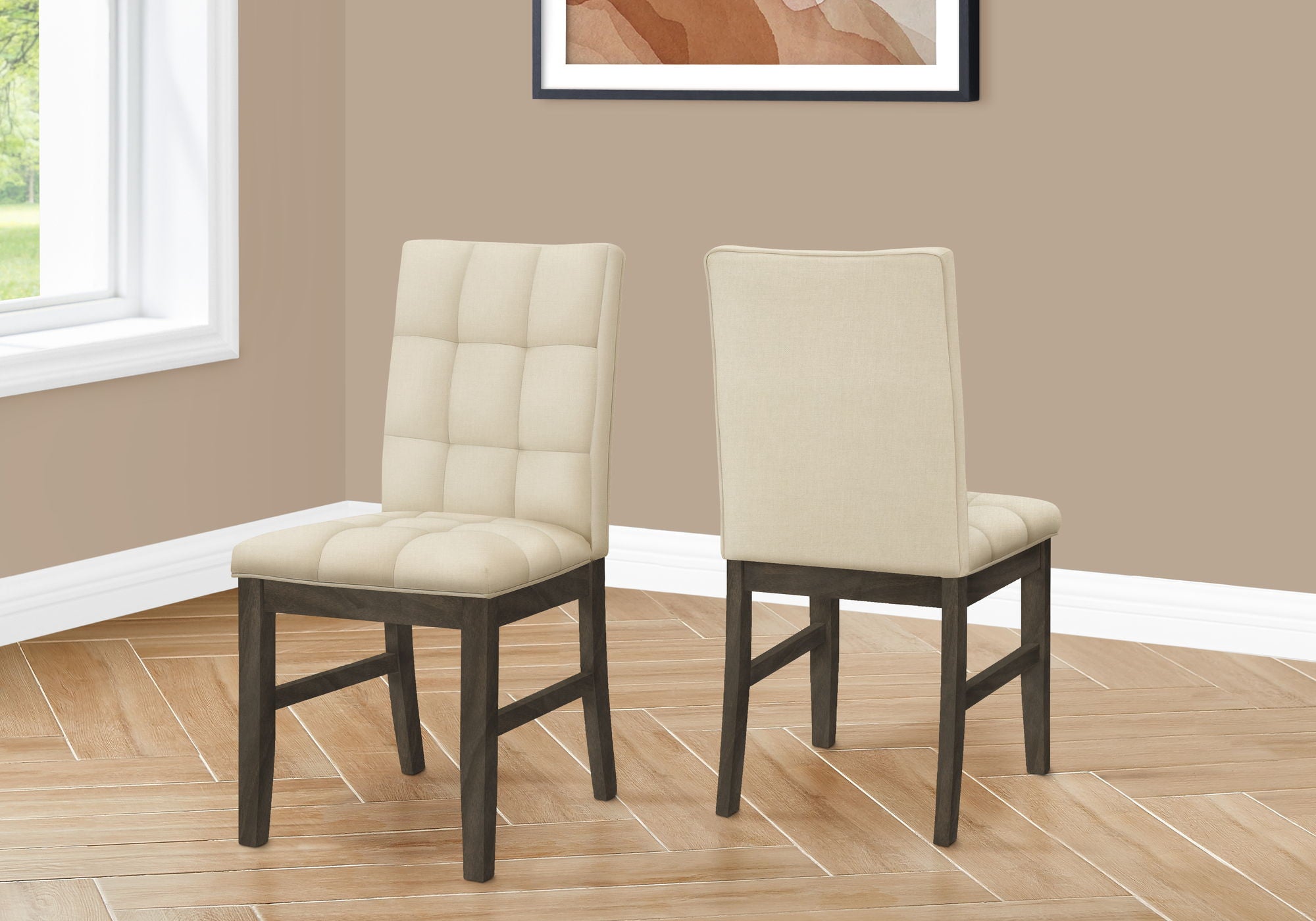 Dining Chair, Upholstered, Dining Room, Transitional (Set of 2) - Cream - Best Buy Furniture