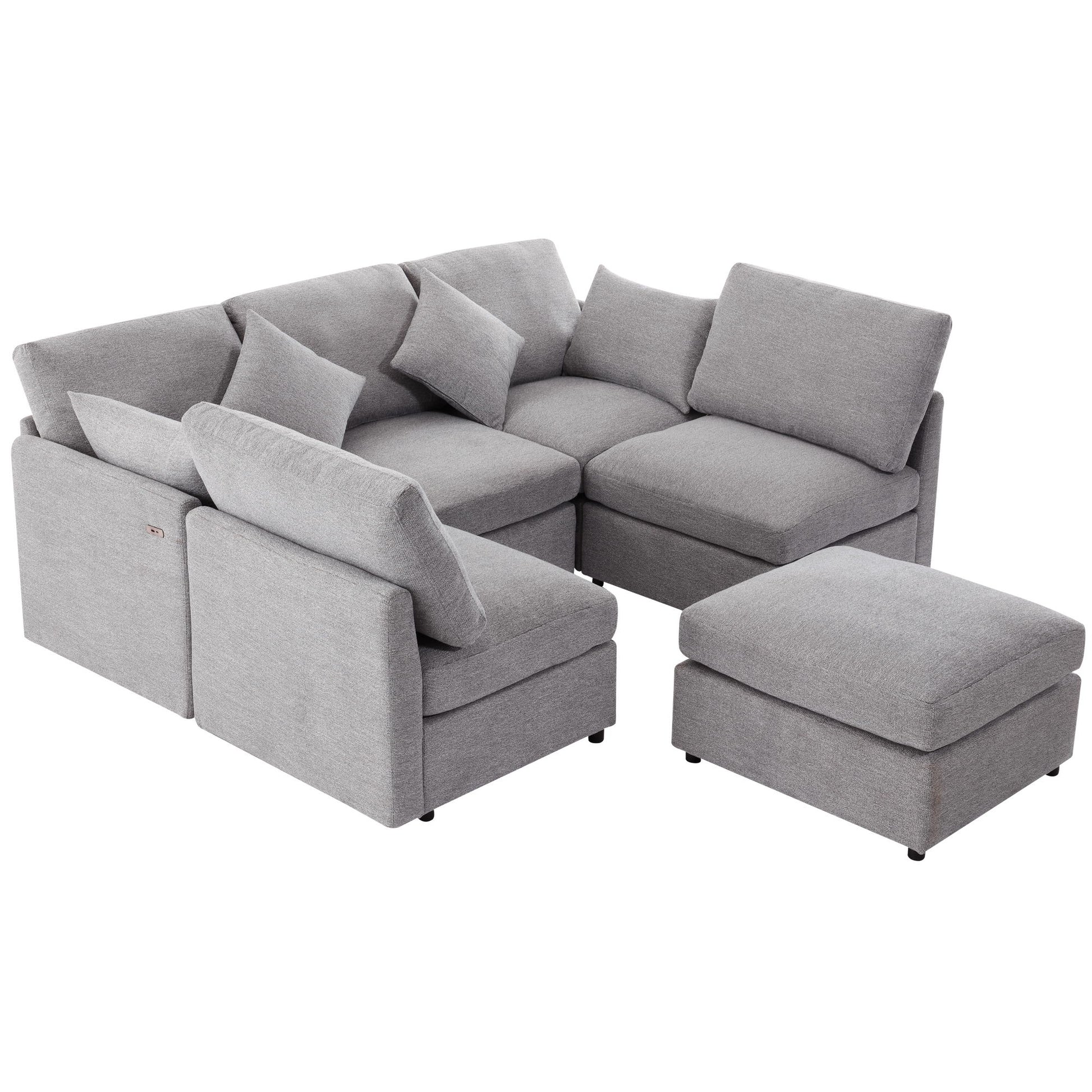 Sectional Sofa Modular Sofa U - Shaped Sofa Couch Sofa Bed L - Shaped Sofa With A Movable Ottoman And Two USB Ports For Living Room - Best Buy Furniture