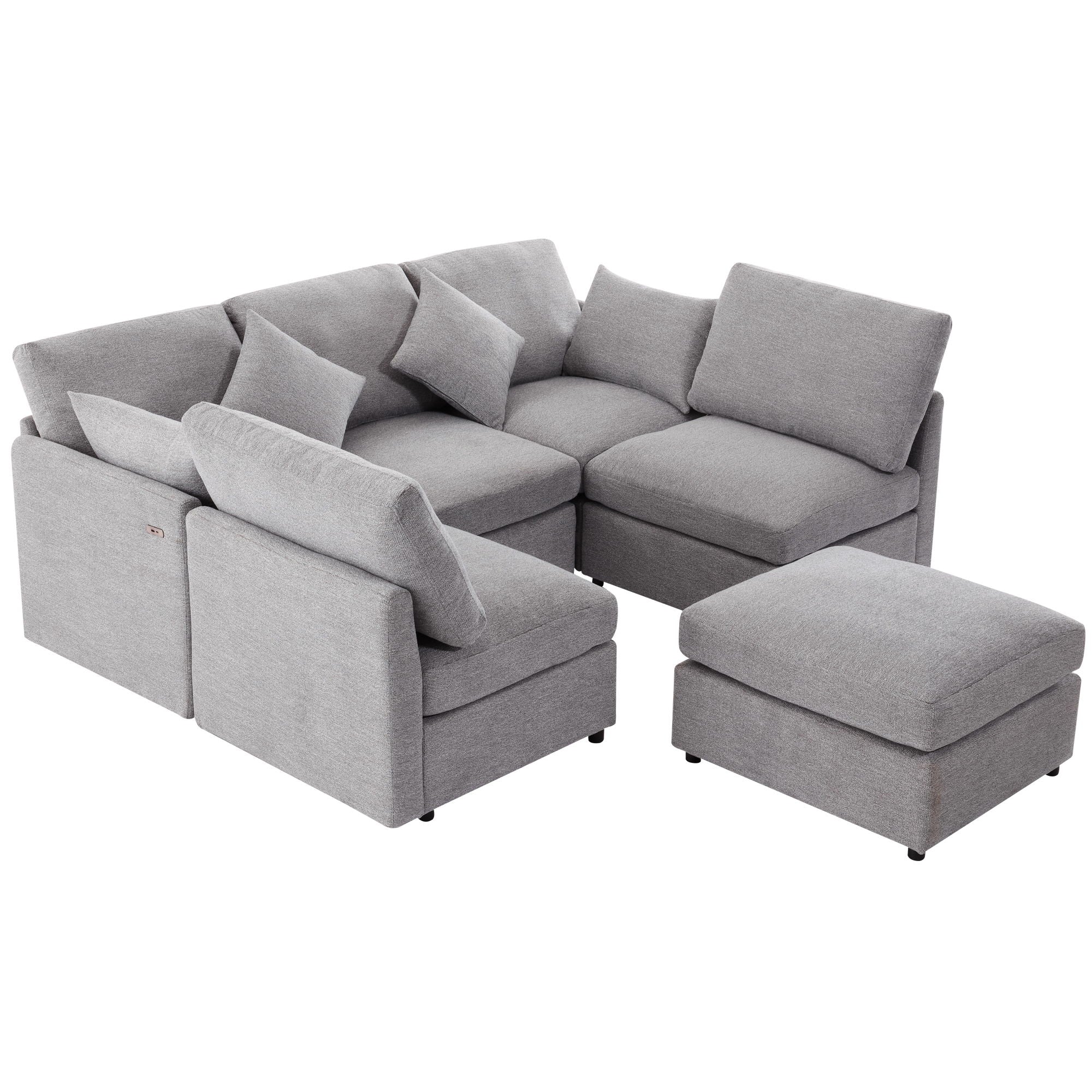 Sectional Sofa Modular Sofa U - Shaped Sofa Couch Sofa Bed L - Shaped Sofa With A Movable Ottoman And Two USB Ports For Living Room - Best Buy Furniture