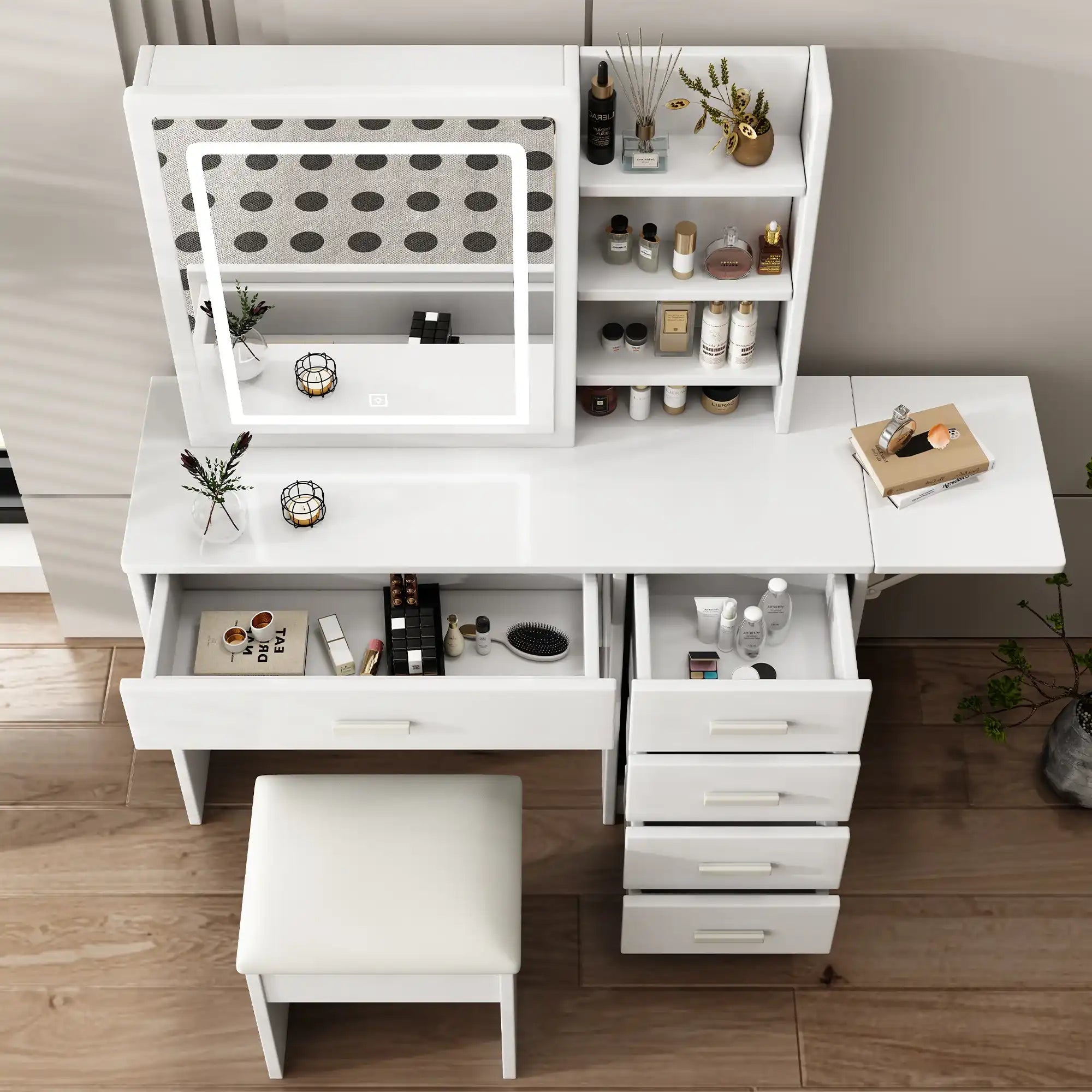 Cosima Modern White Makeup Vanity With Stool - Best Buy Furniture