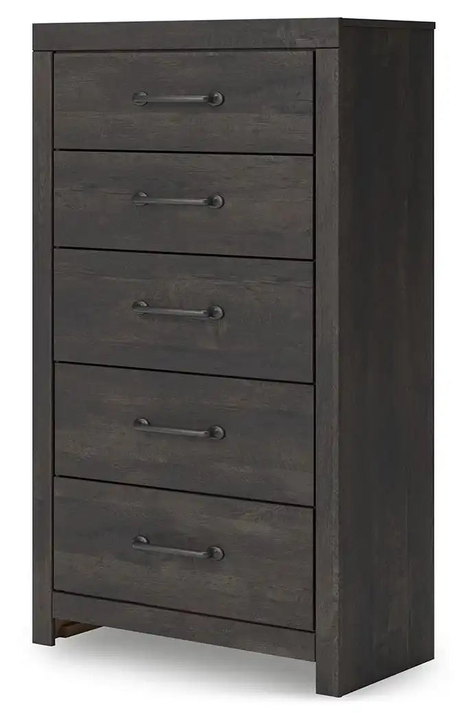 Hollivern - Five Drawer Chest - Dark Gray - Best Buy Furniture