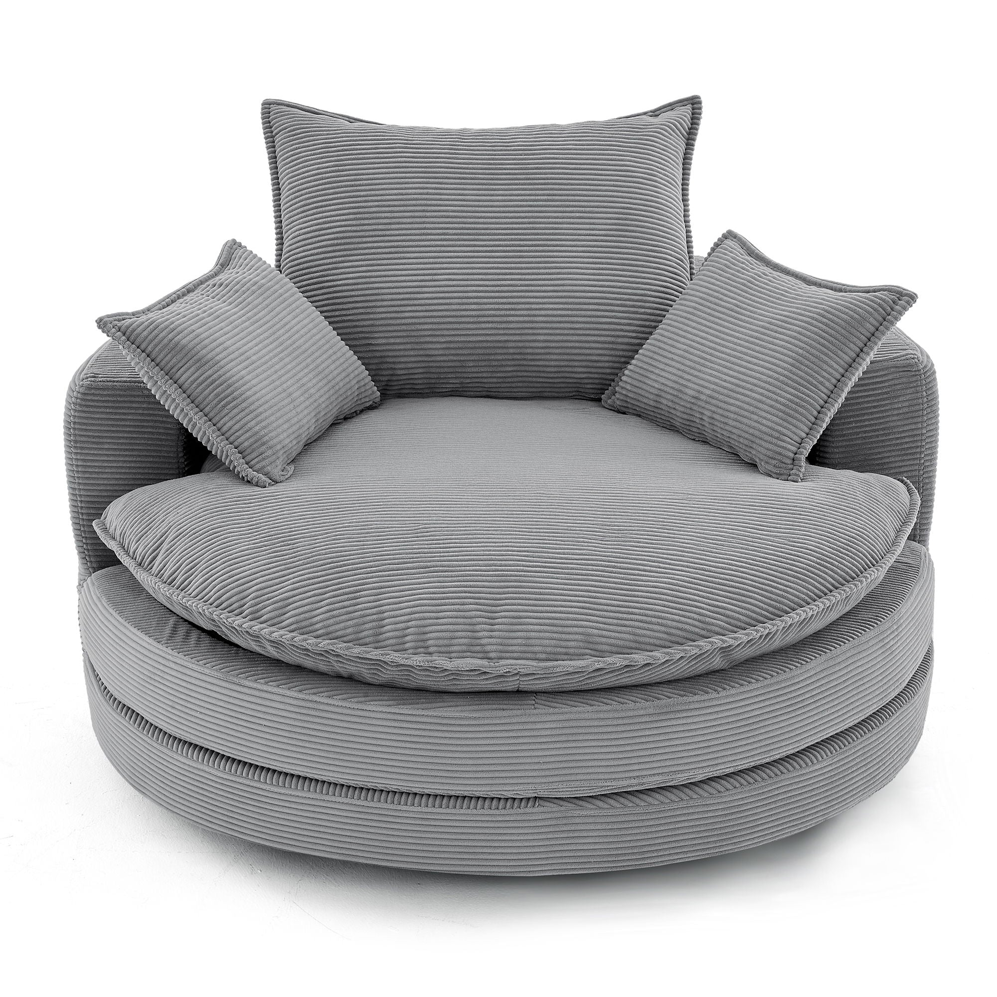360° Swivel Accent Barrel Chair With Dual Layer Cushion And 3 Removable Pillows - Best Buy Furniture