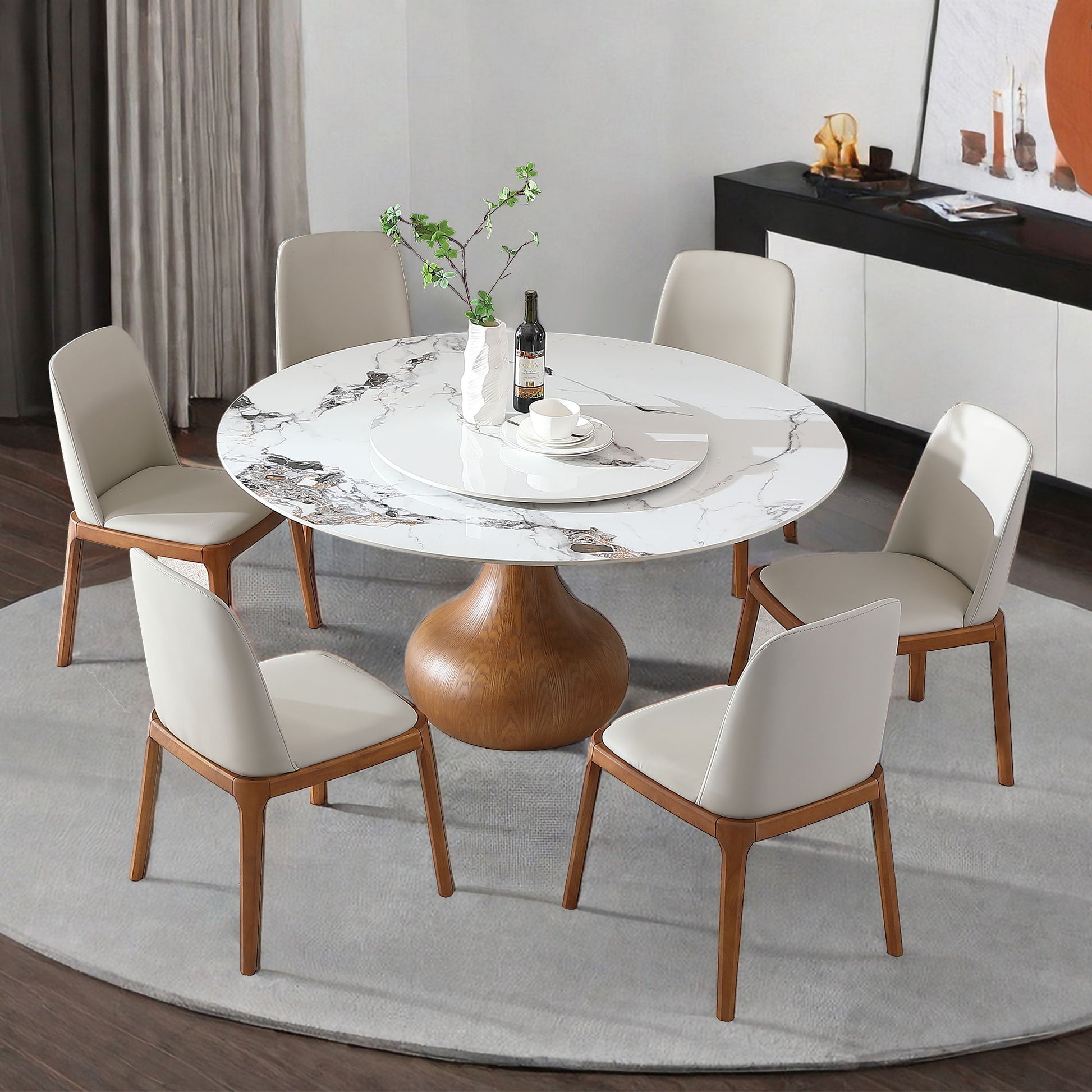 Round Modern Marble Dining Table With Chairs - Best Buy Furniture