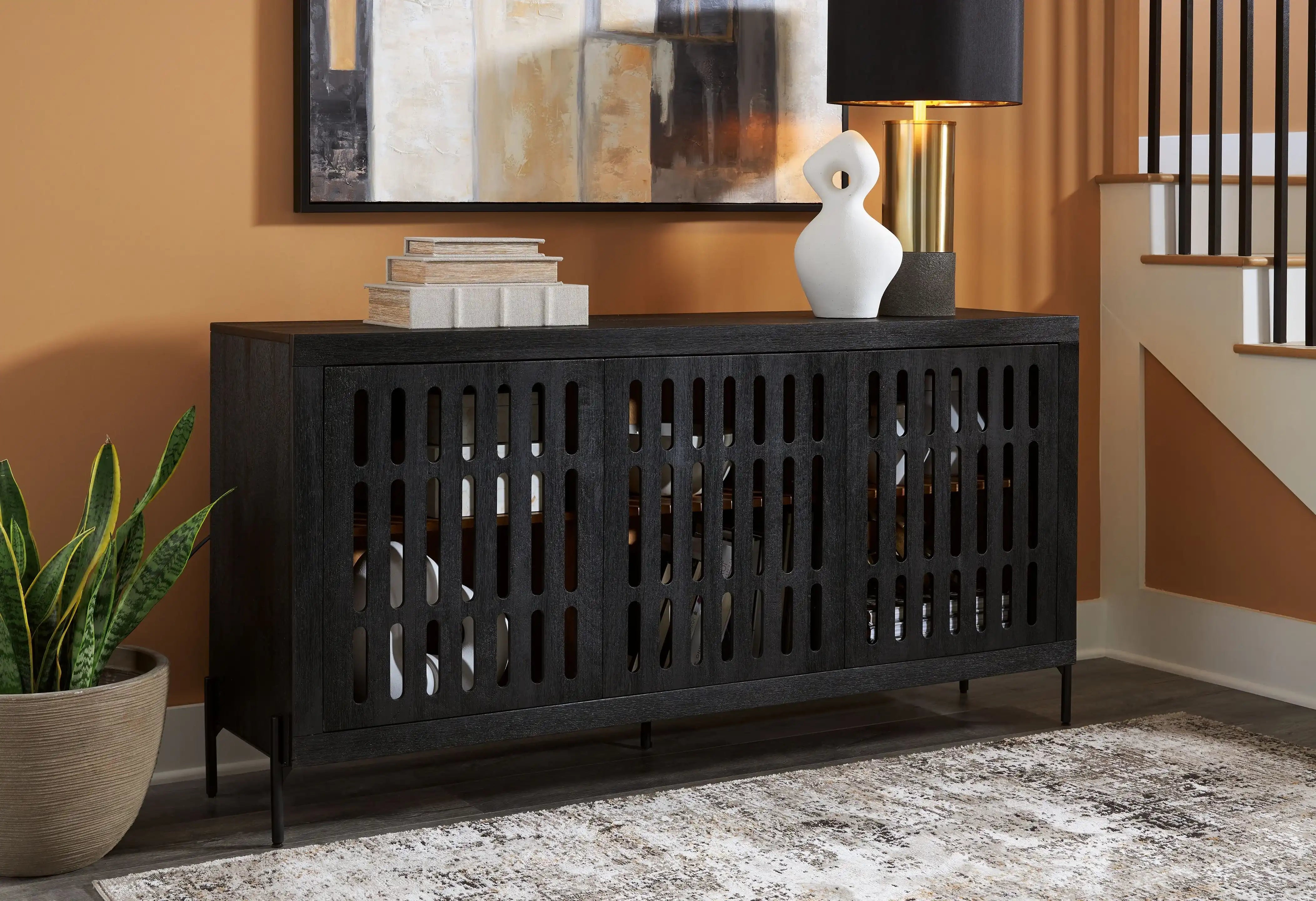 Vallisburg - Accent Cabinet - Black / Natural - Best Buy Furniture