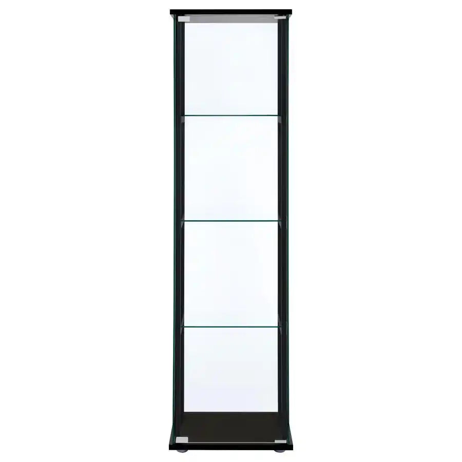 Cyclamen - 4-Shelf Clear Glass Curio Display Cabinet - Black - Best Buy Furniture