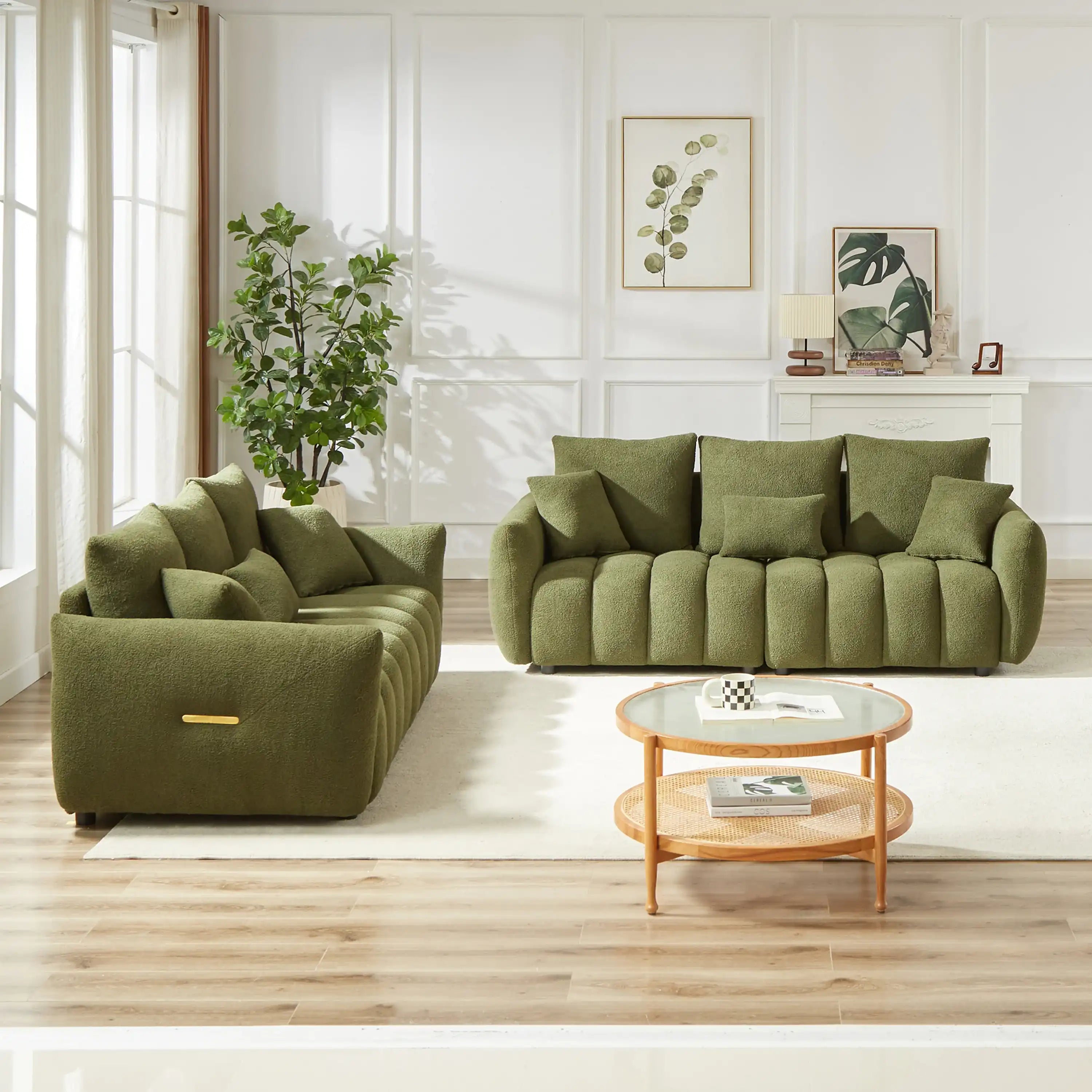 6 Cushion Modern Teddy Sofa Set, 3 Seater + 3 Seater - Best Buy Furniture