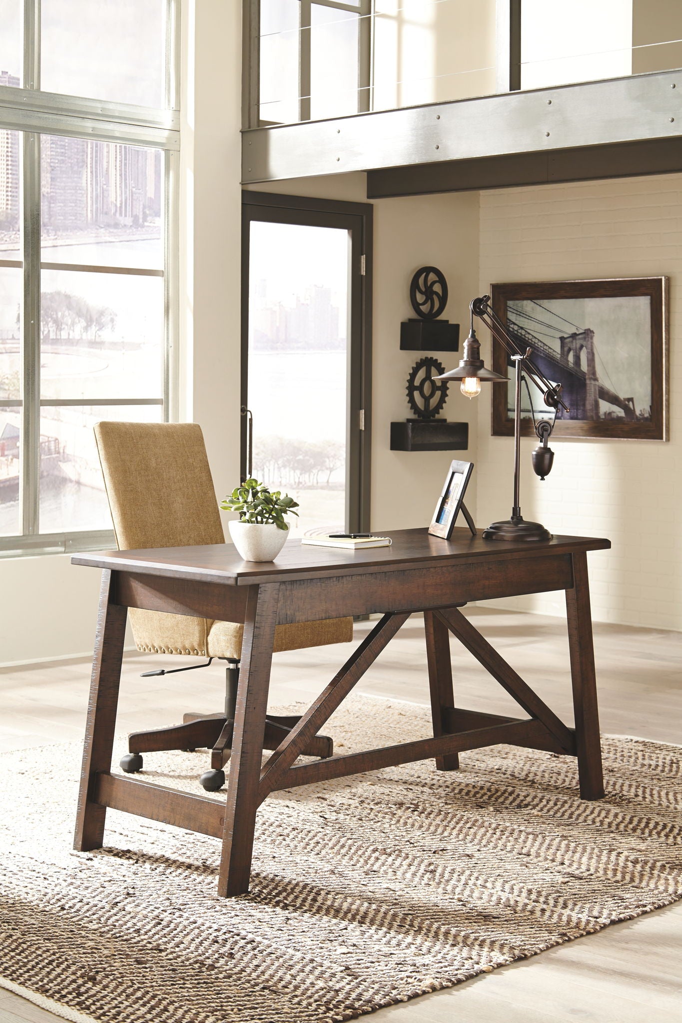 Baldridge - Home Office Large Leg Desk - Rustic Brown - Best Buy Furniture